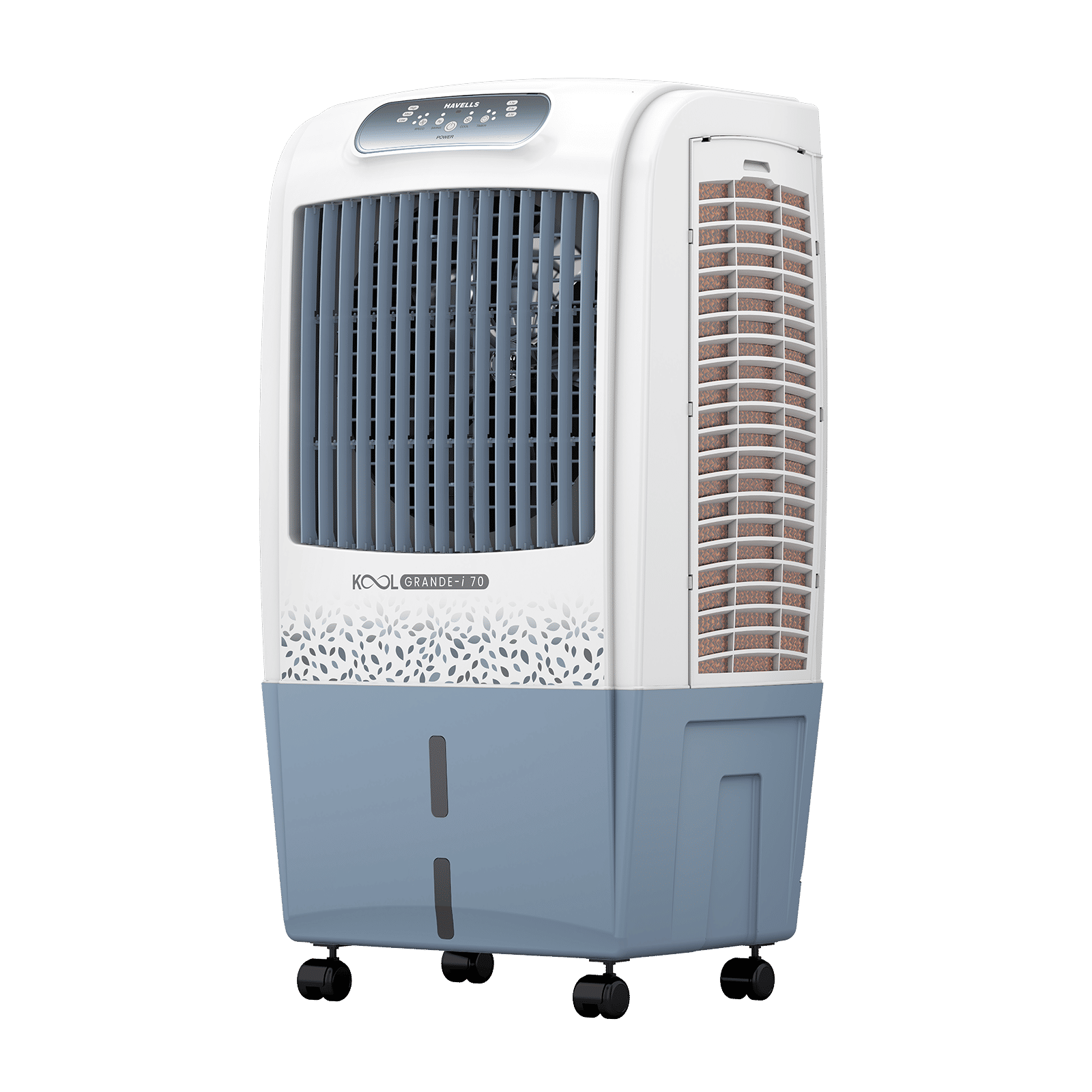 Havells KoolGrande-i 70 Litres Desert Air Cooler with Low Water Alarm (Dual Flow Technology, White & Grey)_7