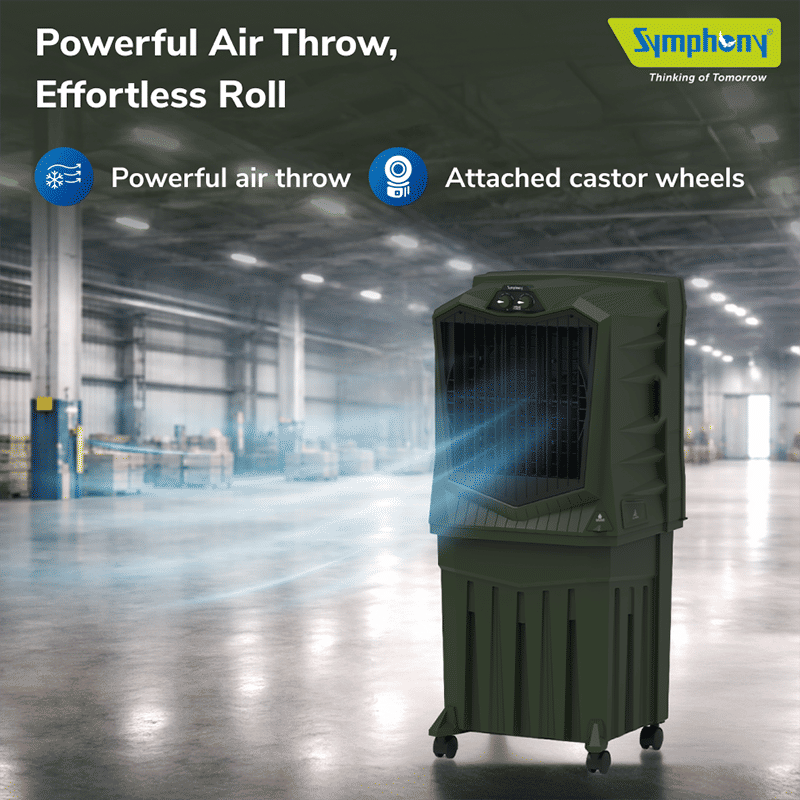 Symphony Air Force 90 80 Litres Desert Air Cooler with Auto Louver Movement (Inverter Compatible, Militry Green)_5