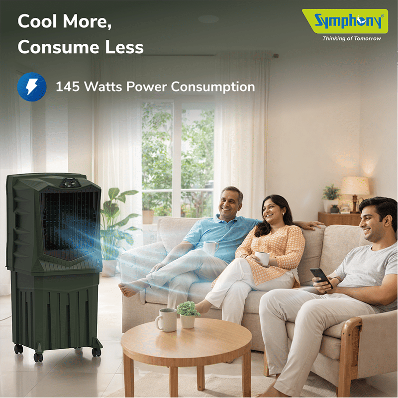 Symphony Air Force 90 80 Litres Desert Air Cooler with Auto Louver Movement (Inverter Compatible, Militry Green)_6