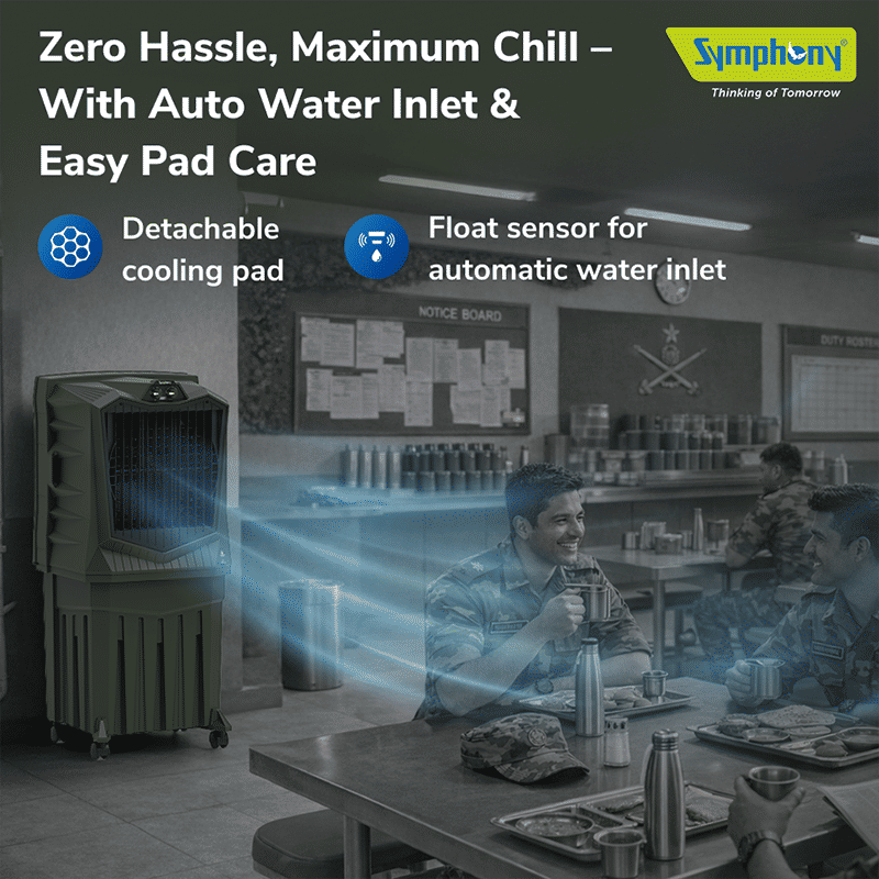 Symphony Air Force 90 80 Litres Desert Air Cooler with Auto Louver Movement (Inverter Compatible, Militry Green)_8