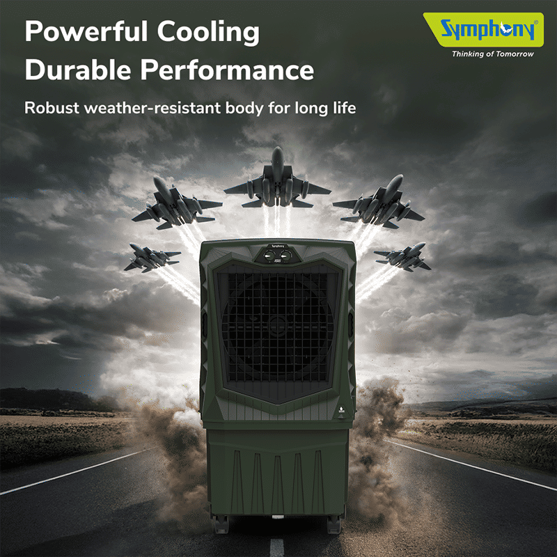 Symphony Air Force 60 Litres Desert Air Cooler with Auto Louver Movement (Inverter Compatible, Militry Green) Symphony Air Force 60 Litres Desert Air Cooler with Auto Louver Movement (Inverter Compatible, Militry Green)_9