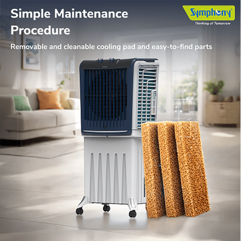 Symphony Silenzo 55 Litres Personal Air Cooler with Auto Louver Movement (Inverter Compatible, White & Blue)_7
