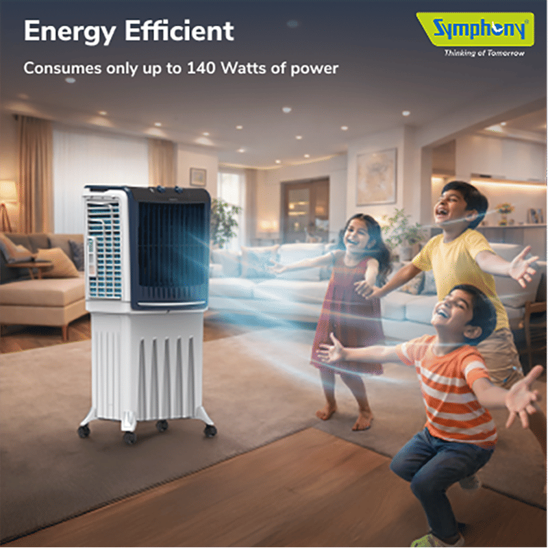 Symphony Silenzo 55 Litres Personal Air Cooler with Auto Louver Movement (Inverter Compatible, White & Blue)_9