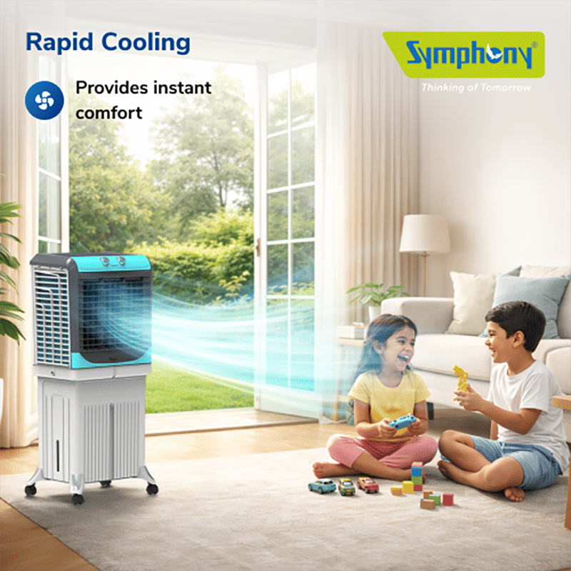 Symphony Maxwind 55 45 Litres Personal Air Cooler with Auto Louver Movement (Inverter Compatible, White & Grey)_8