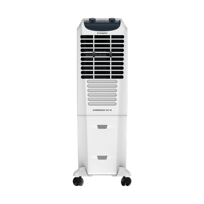 Crompton Sure Breeze 35 Litres Tower Air Cooler with Overload Protection (4 Way Air Deflection, White & Blue)