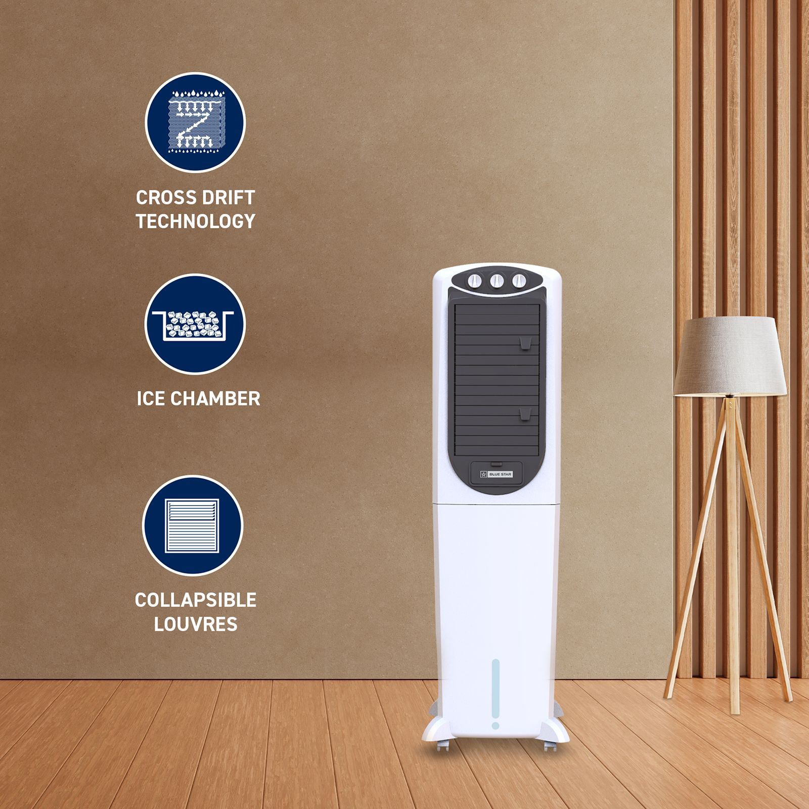 Blue Star PREMIA 50 Litres Tower Air Cooler with Thermal Overload Protection (Ice Chamber, White & Cool Grey) Blue Star PREMIA 50 Litres Tower Air Cooler with Thermal Overload Protection (Ice Chamber, White & Cool Grey)_7