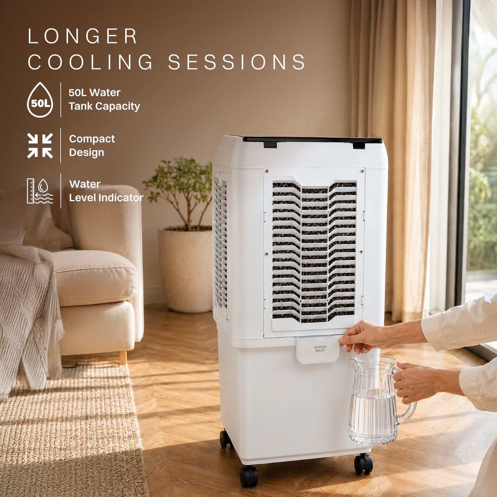 Croma 50 Litres Mini Desert Air Cooler with Ice Chamber (Honeycomb Pads, White) Croma 50 Litres Mini Desert Air Cooler with Ice Chamber (Honeycomb Pads, White)_5