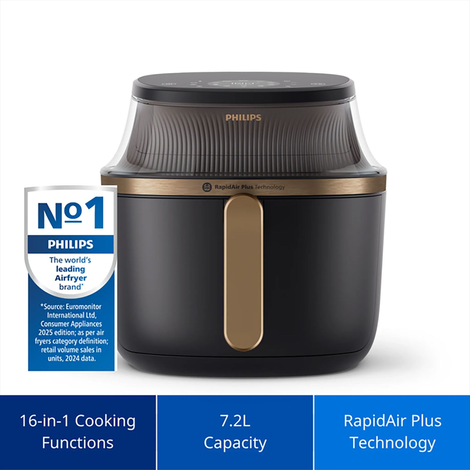 Philips 3000 Series 7.2L 2000 Watt Digital Air Fryer with RapidAir Plus Technology (Black & Copper) Philips 3000 Series 7.2L 2000 Watt Digital Air Fryer with RapidAir Plus Technology (Black & Copper)_14