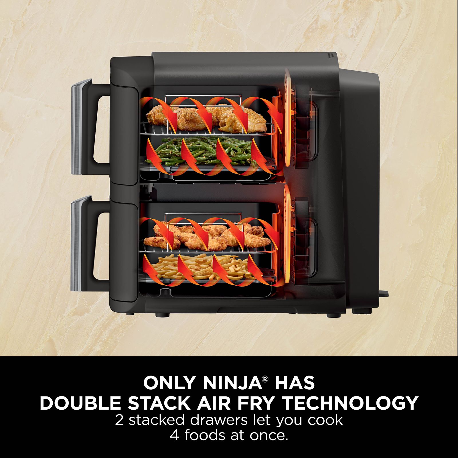 Ninja Double Stack 7.6L 2470 Watt Digital Air Fryer with Max Crisp Technology (Black) Ninja Double Stack 7.6L 2470 Watt Digital Air Fryer with Max Crisp Technology (Black)_4