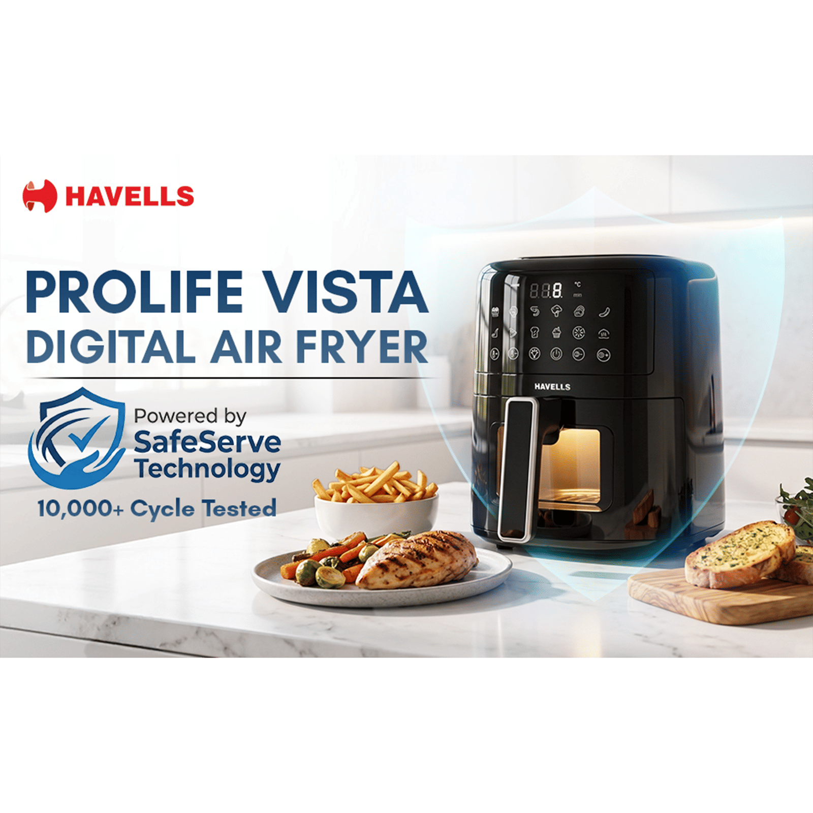 Havells Prolife Vista 4.2L 1350 Watt Digital Air Fryer with Aero Crisp Technology (Black)_9
