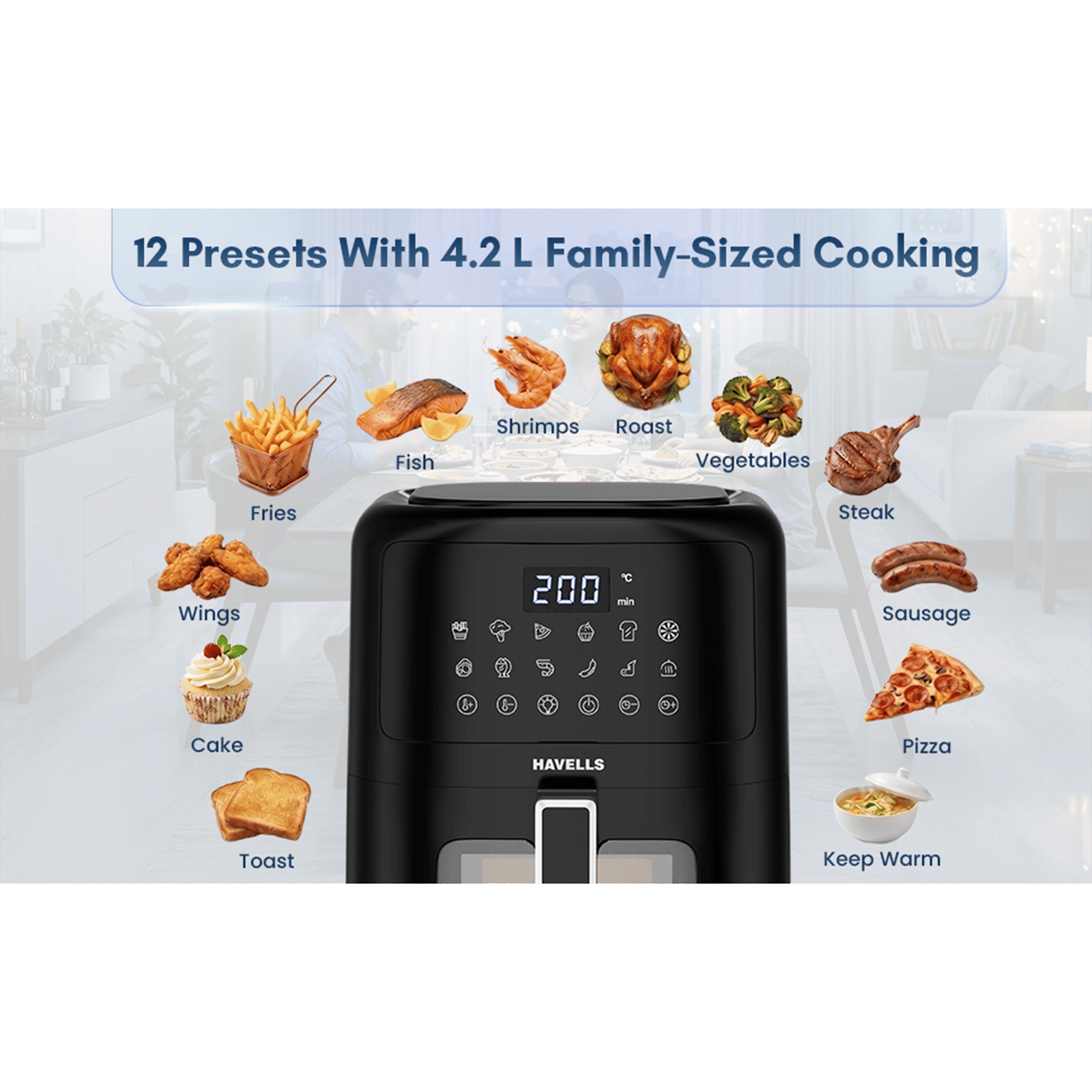 Havells Prolife Vista 4.2L 1350 Watt Digital Air Fryer with Aero Crisp Technology (Black)_7