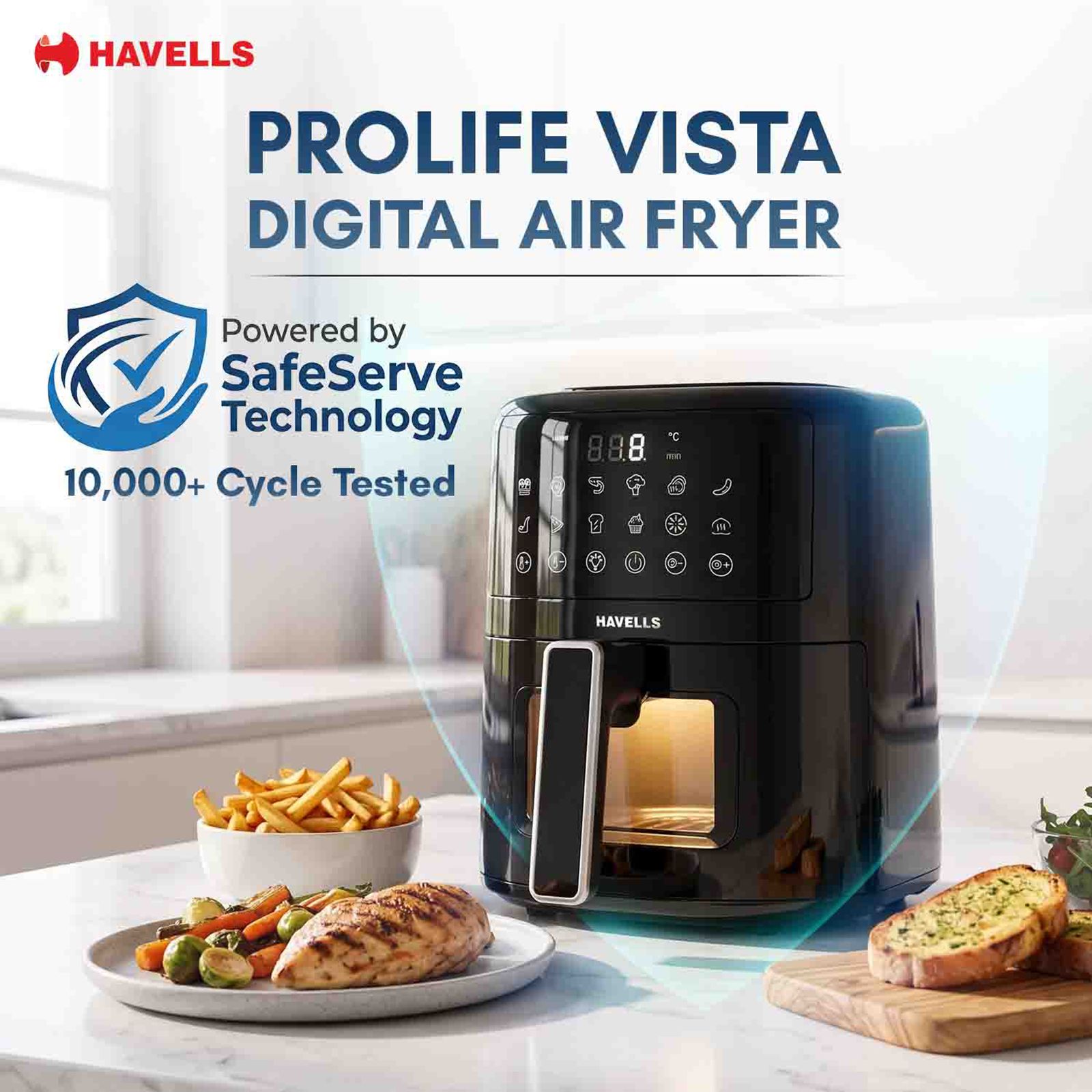 Havells Prolife Vista 4.2L 1350 Watt Digital Air Fryer with Aero Crisp Technology (Black)_8