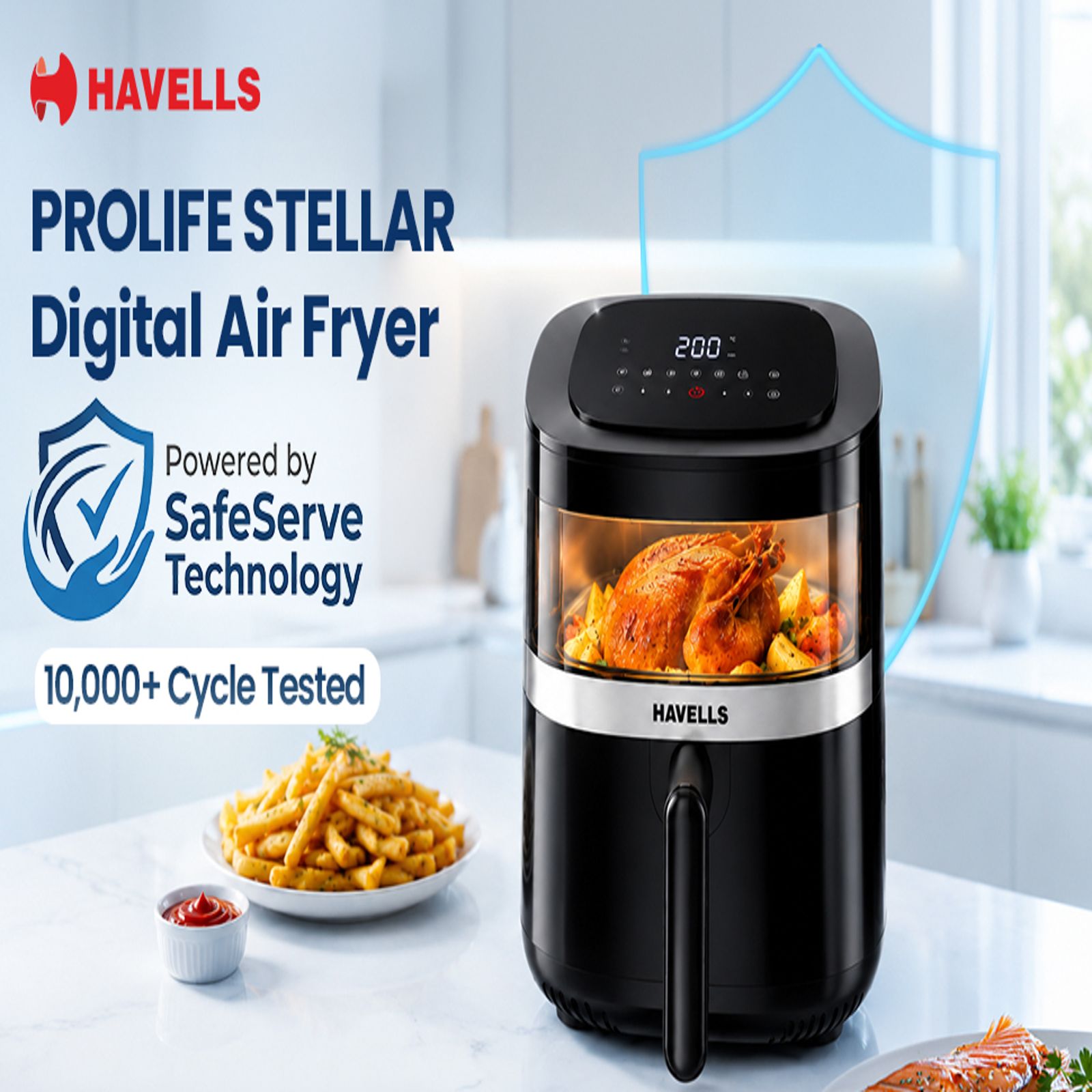 Havells Prolife Stellar Chef 5.5L 1500 Watt Digital Air Fryer with Aero Crisp Technology (Black) Havells Prolife Stellar Chef 5.5L 1500 Watt Digital Air Fryer with Aero Crisp Technology (Black)_9