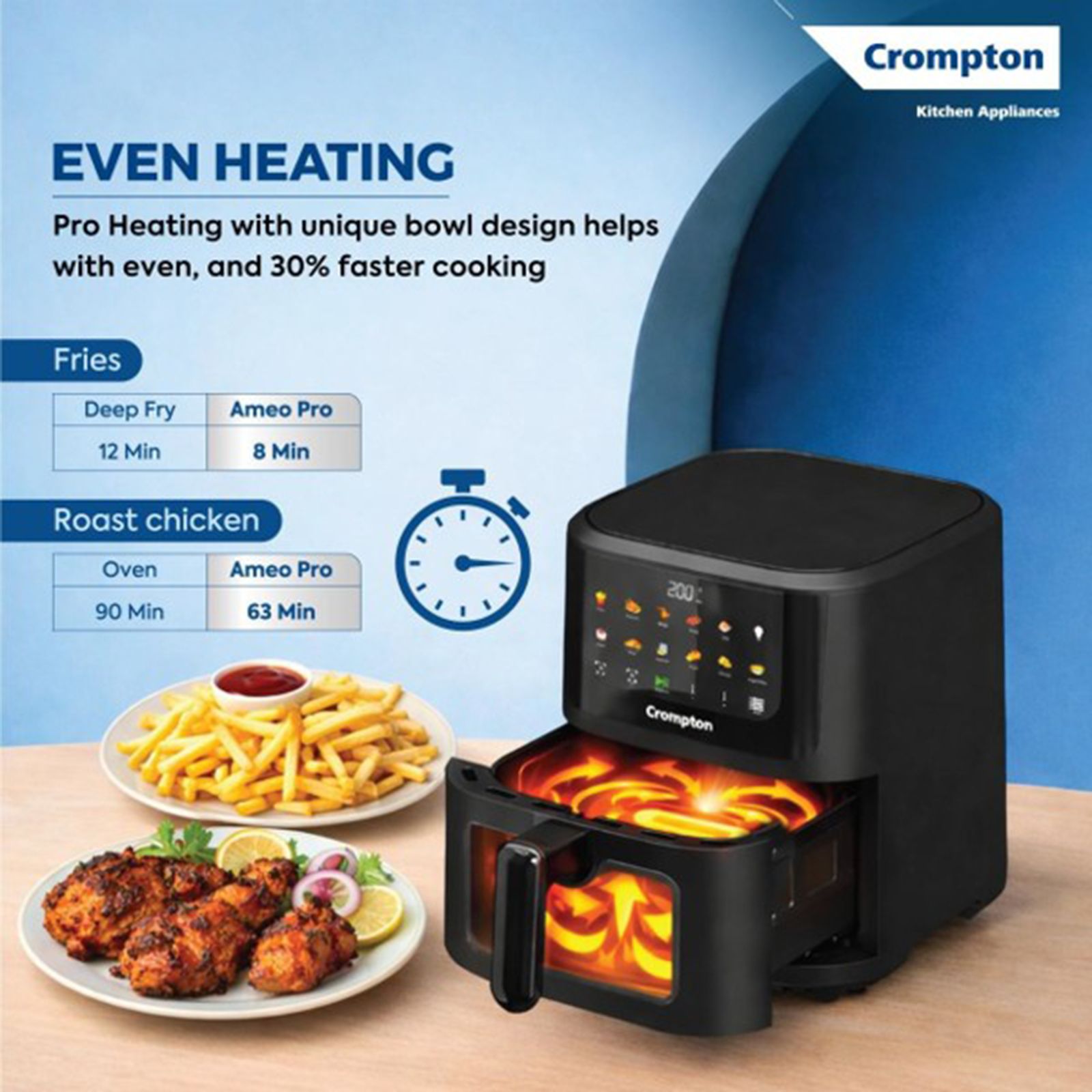 Crompton AMEO PRO 5.5L 1350 Watt Digital Air Fryer with 11 Preset Menus (Black) Crompton AMEO PRO 5.5L 1350 Watt Digital Air Fryer with 11 Preset Menus (Black)_11