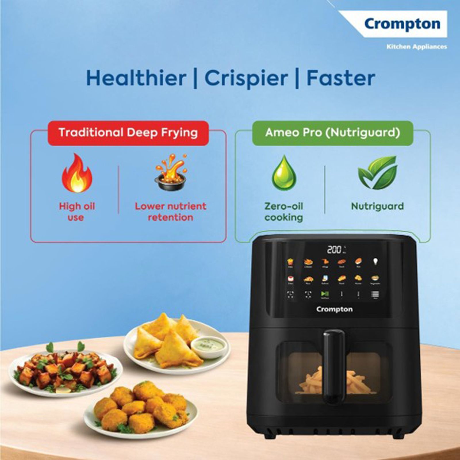 Crompton AMEO PRO 5.5L 1350 Watt Digital Air Fryer with 11 Preset Menus (Black) Crompton AMEO PRO 5.5L 1350 Watt Digital Air Fryer with 11 Preset Menus (Black)_14