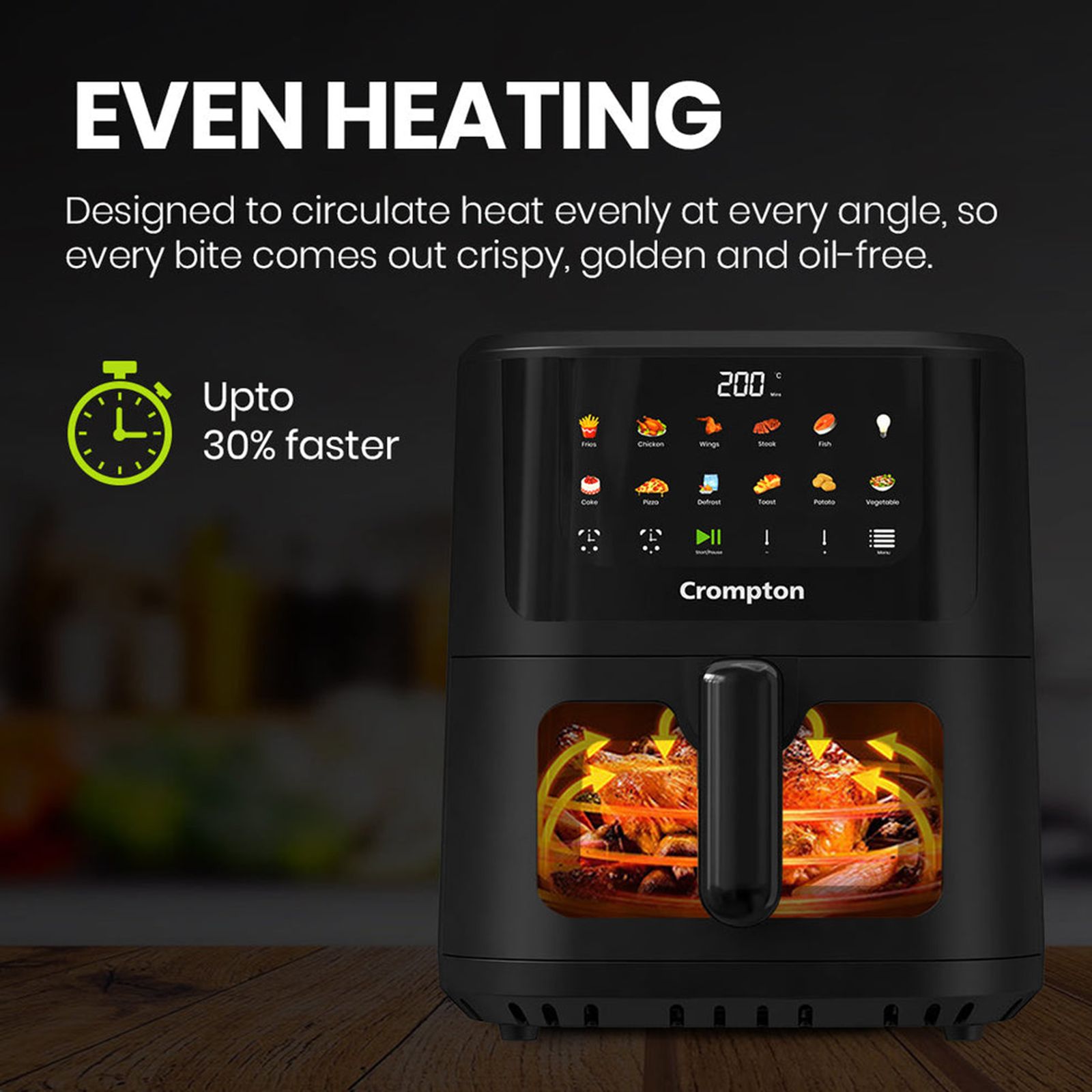 Crompton AMEO PRO 5.5L 1350 Watt Digital Air Fryer with 11 Preset Menus (Black) Crompton AMEO PRO 5.5L 1350 Watt Digital Air Fryer with 11 Preset Menus (Black)_6