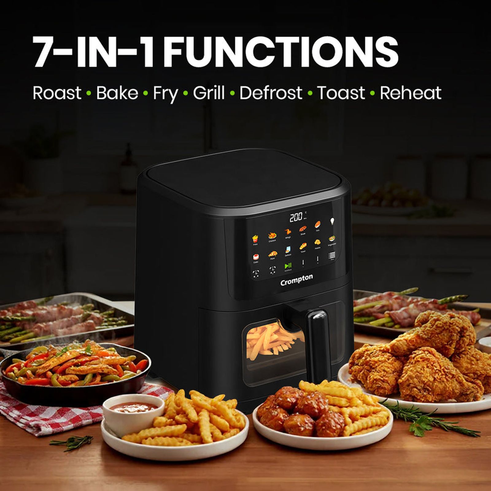 Crompton AMEO PRO 5.5L 1350 Watt Digital Air Fryer with 11 Preset Menus (Black) Crompton AMEO PRO 5.5L 1350 Watt Digital Air Fryer with 11 Preset Menus (Black)_7