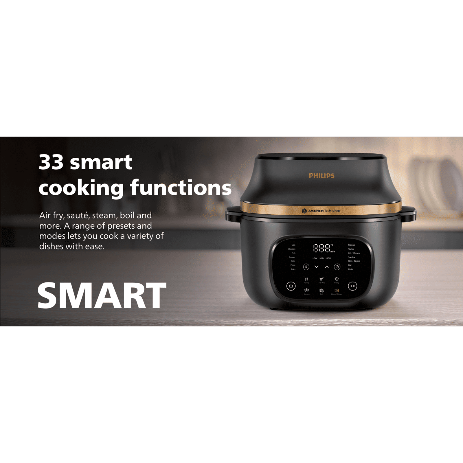 PHILIPS OneChef 4.2L 1980 Watt Digital Air Fryer with AmbiHeat Technology (Black) PHILIPS OneChef 4.2L 1980 Watt Digital Air Fryer with AmbiHeat Technology (Black)_3