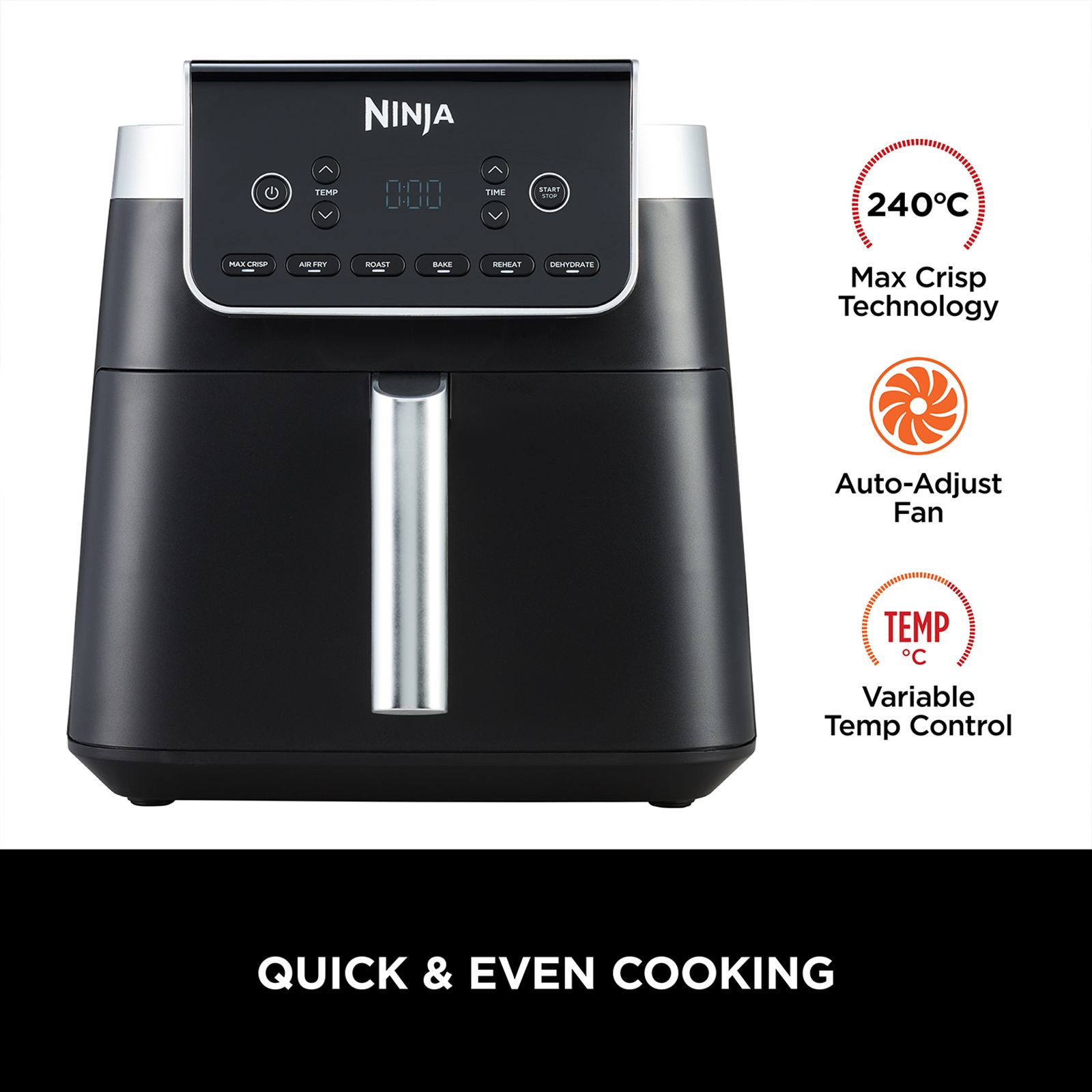 NINJA MAX PRO 6.2L 2000 Watt Digital Air Fryer with 6 Cooking Functions (Black) NINJA MAX PRO 6.2L 2000 Watt Digital Air Fryer with 6 Cooking Functions (Black)_6