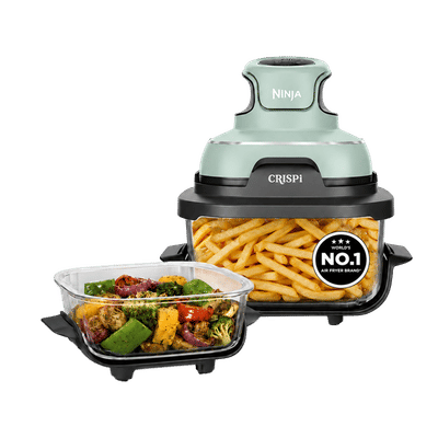 NINJA Crispi Dual Container (1.4L & 3.8L) 1700 Watt Digital Air Fryer with CleanCrisp Technology (Sage Green)