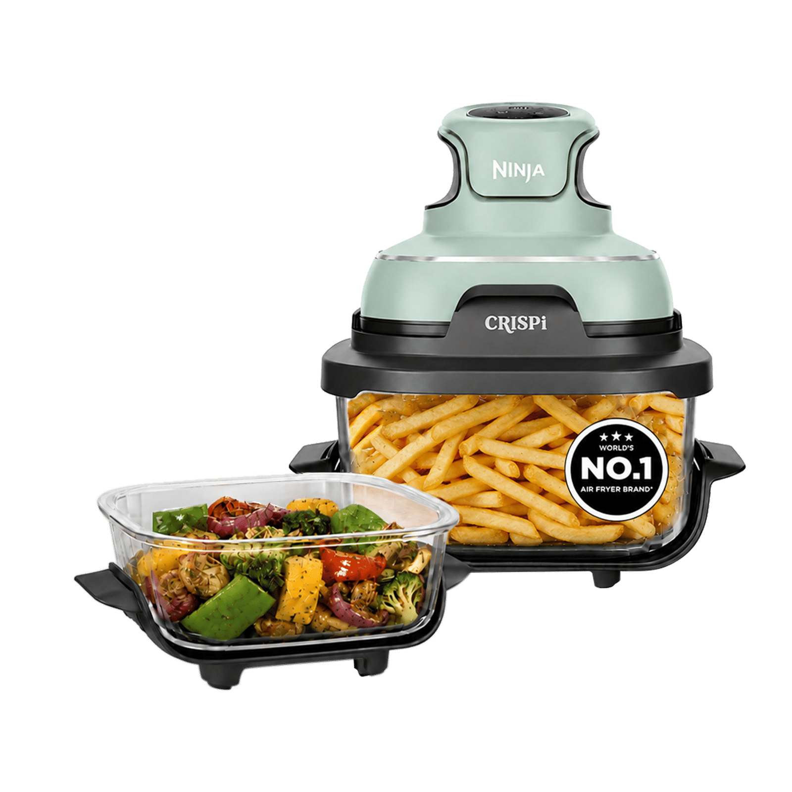 NINJA Crispi Dual Container (1.4L & 3.8L) 1700 Watt Digital Air Fryer with CleanCrisp Technology (Sage Green) NINJA Crispi Dual Container (1.4L & 3.8L) 1700 Watt Digital Air Fryer with CleanCrisp Technology (Sage Green)_1