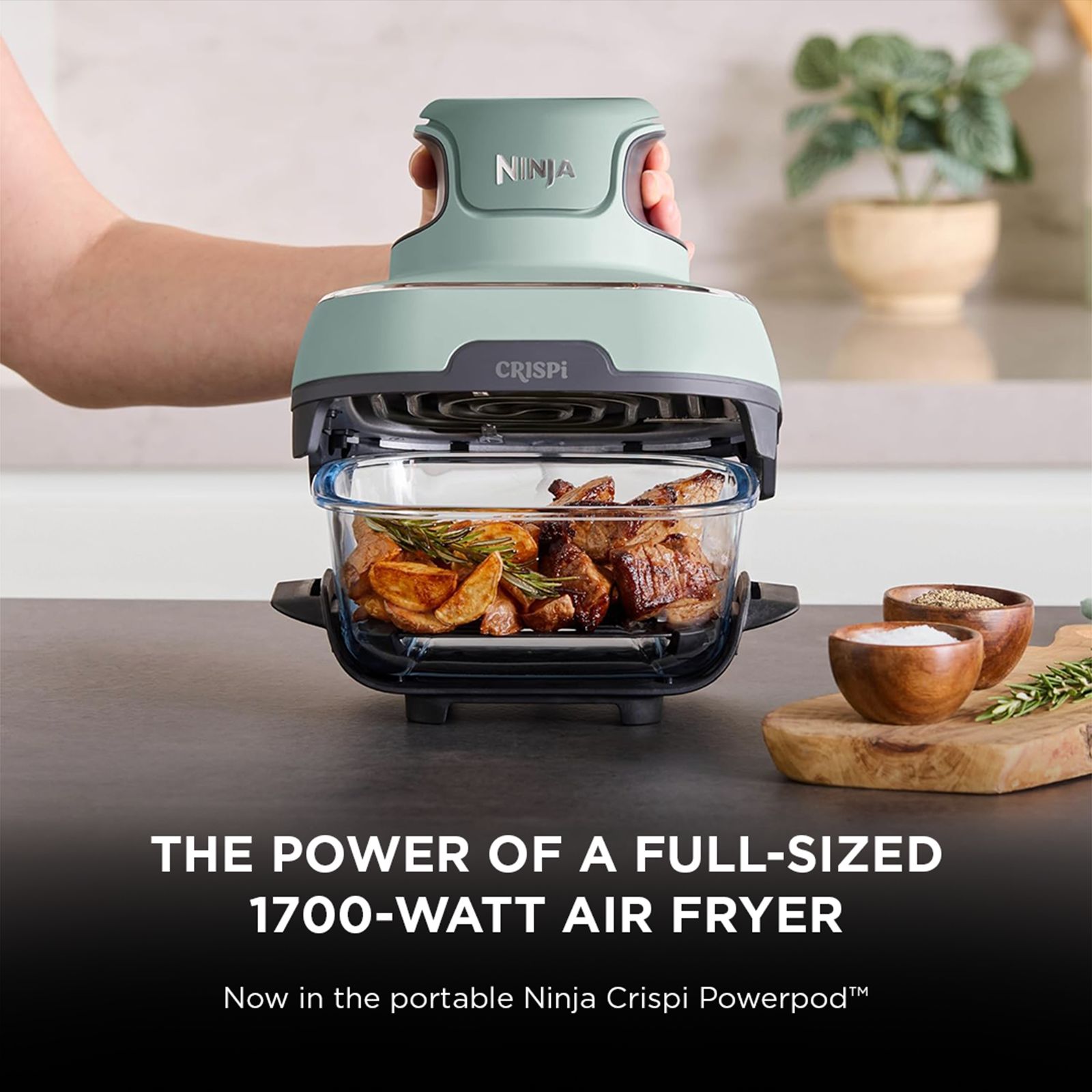 NINJA Crispi Dual Container (1.4L & 3.8L) 1700 Watt Digital Air Fryer with CleanCrisp Technology (Sage Green) NINJA Crispi Dual Container (1.4L & 3.8L) 1700 Watt Digital Air Fryer with CleanCrisp Technology (Sage Green)_13