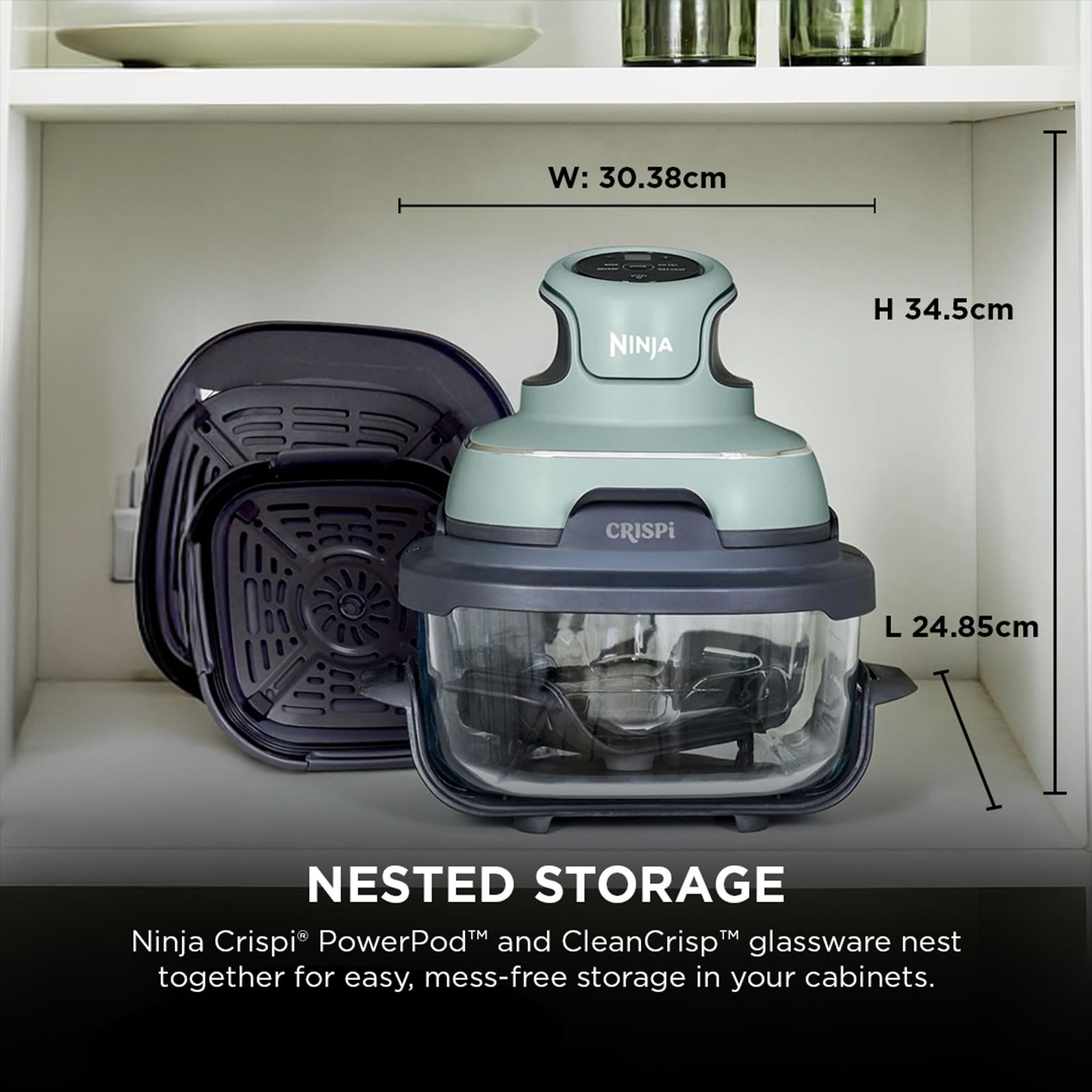 NINJA Crispi Dual Container (1.4L & 3.8L) 1700 Watt Digital Air Fryer with CleanCrisp Technology (Sage Green) NINJA Crispi Dual Container (1.4L & 3.8L) 1700 Watt Digital Air Fryer with CleanCrisp Technology (Sage Green)_3