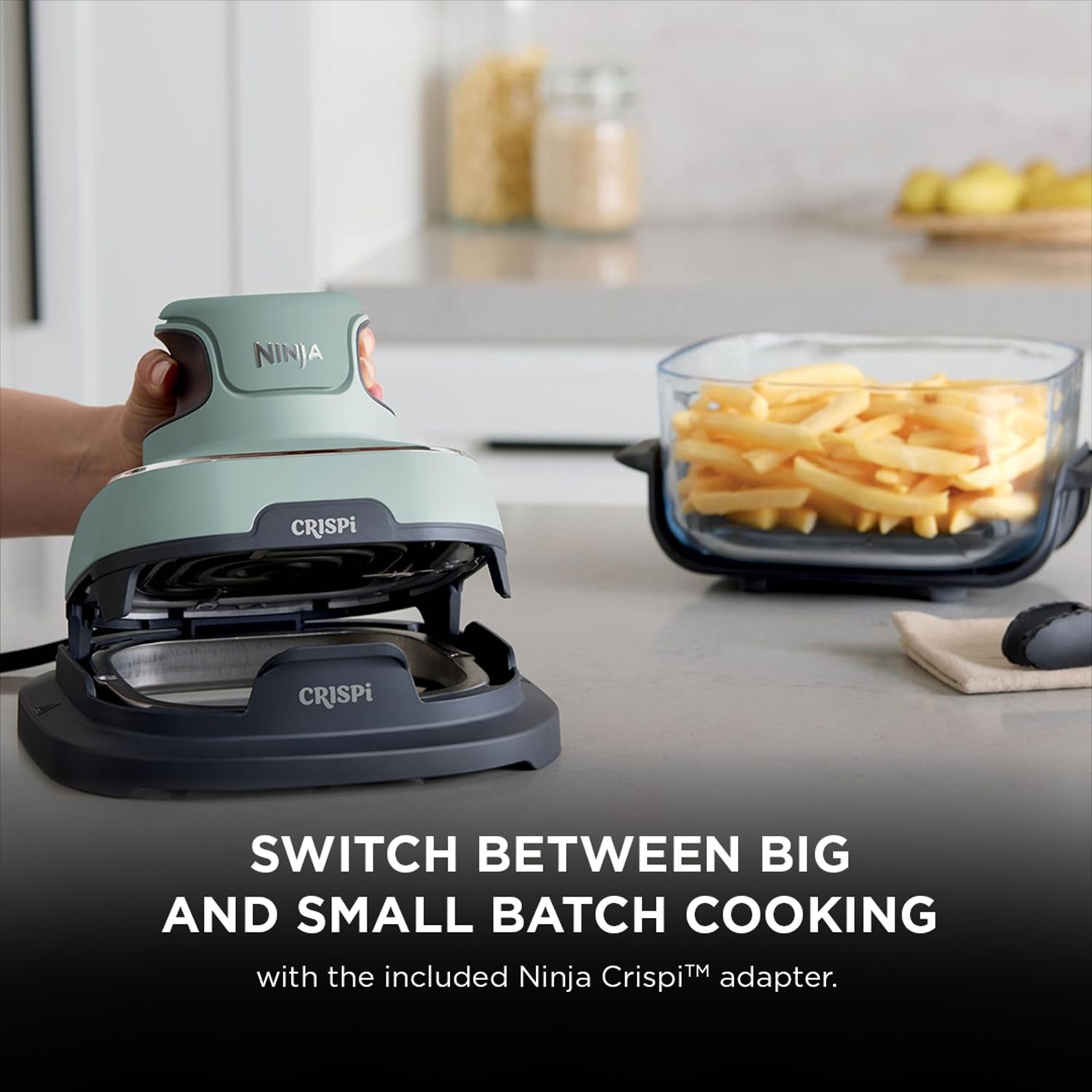 NINJA Crispi Dual Container (1.4L & 3.8L) 1700 Watt Digital Air Fryer with CleanCrisp Technology (Sage Green) NINJA Crispi Dual Container (1.4L & 3.8L) 1700 Watt Digital Air Fryer with CleanCrisp Technology (Sage Green)_7