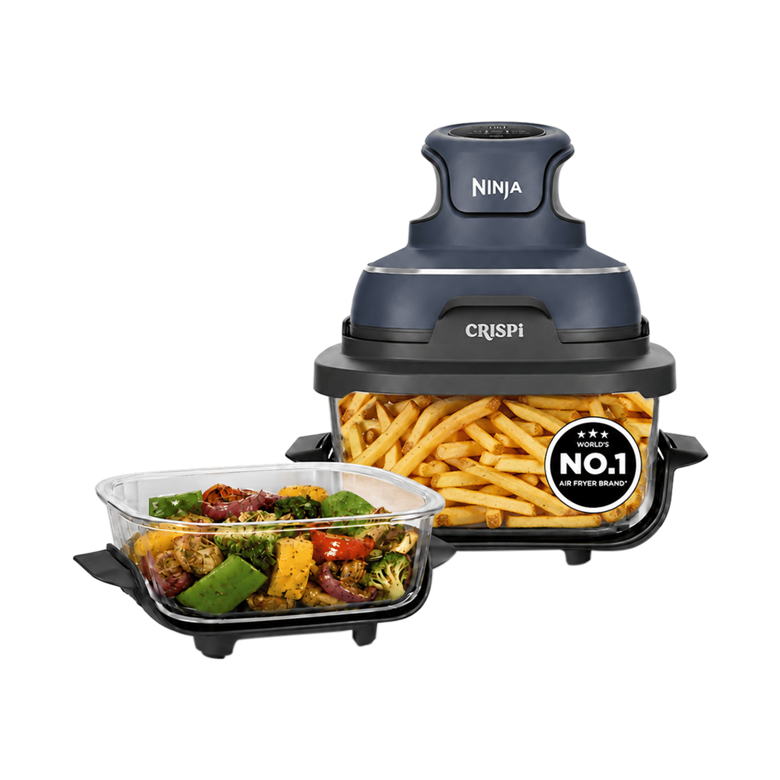NINJA Crispi Dual Container (1.4L & 3.8L) 1700 Watt Digital Air Fryer with CleanCrisp Technology (Cyberspace Blue) NINJA Crispi Dual Container (1.4L & 3.8L) 1700 Watt Digital Air Fryer with CleanCrisp Technology (Cyberspace Blue)_1
