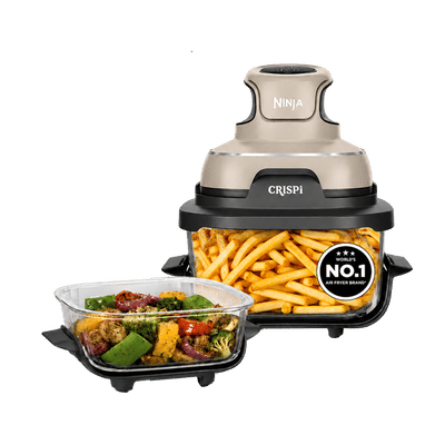 NINJA Crispi Dual Container (1.4L & 3.8L) 1700 Watt Digital Air Fryer with CleanCrisp Technology (Stone Gold)