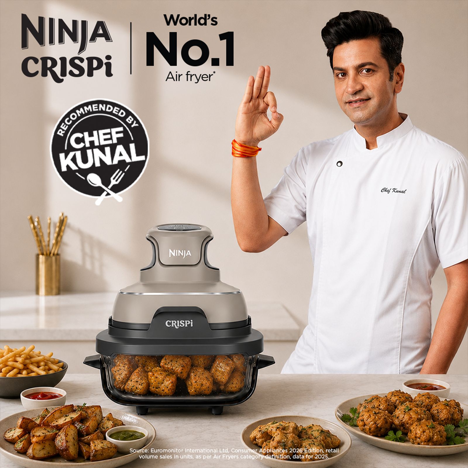 NINJA Crispi Dual Container (1.4L & 3.8L) 1700 Watt Digital Air Fryer with CleanCrisp Technology (Stone Gold) NINJA Crispi Dual Container (1.4L & 3.8L) 1700 Watt Digital Air Fryer with CleanCrisp Technology (Stone Gold)_12
