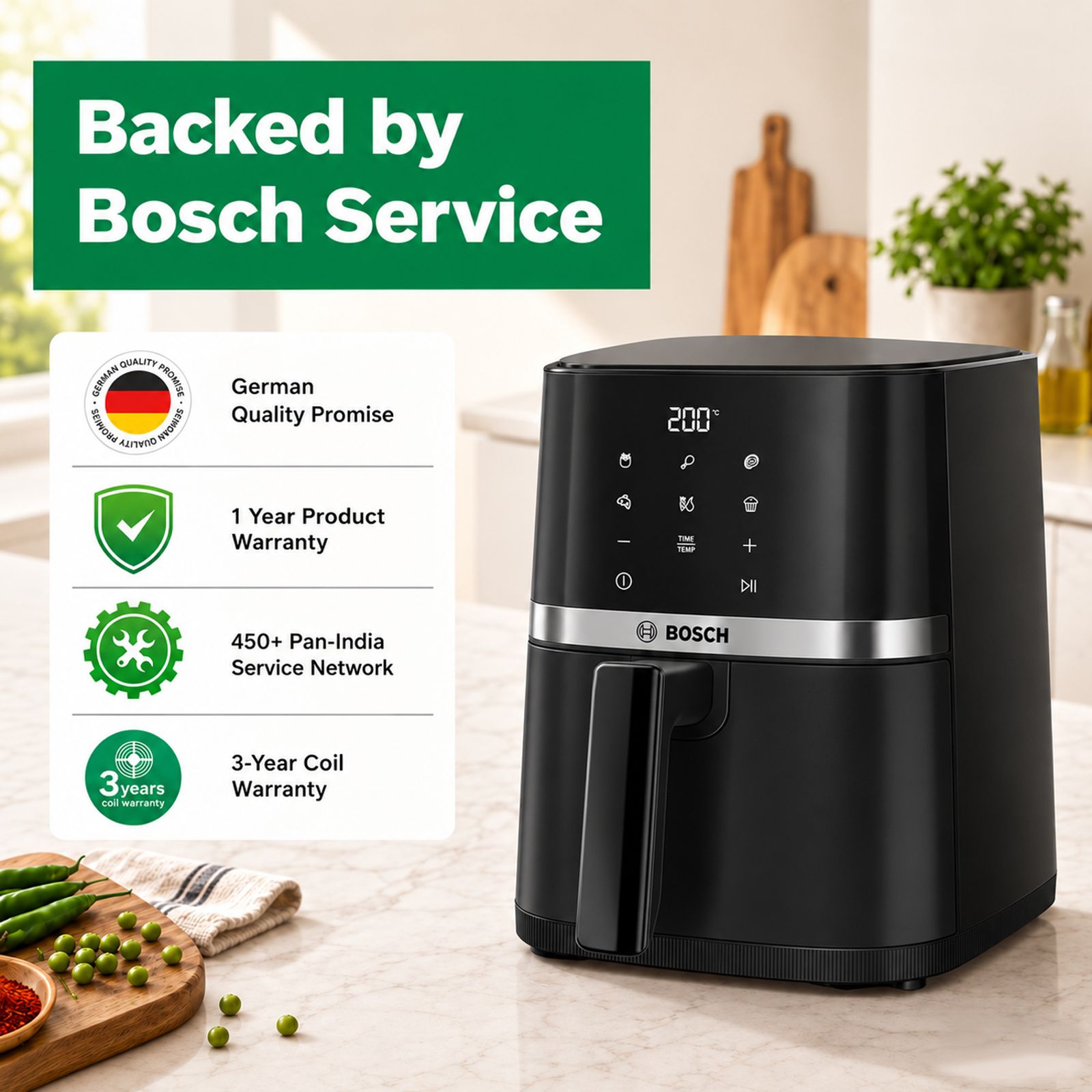 BOSCH CrispMaxx Serie 2 4L 1350 Watt Digital Air Fryer with 6 Preset Menus (Black) BOSCH CrispMaxx Serie 2 4L 1350 Watt Digital Air Fryer with 6 Preset Menus (Black)_7