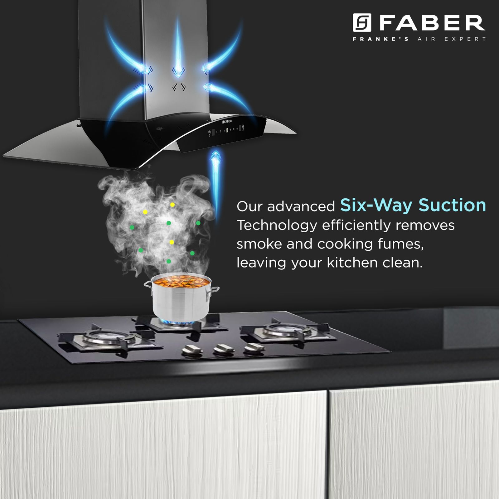 Faber HOOD STELLA 3D IN HC SC FL BK 90 90cm 1400m3/hr Ductless Heat Auto Clean Wall Mounted Chimney with Odour Sensor (Black) Faber HOOD STELLA 3D IN HC SC FL BK 90 90cm 1400m3/hr Ductless Heat Auto Clean Wall Mounted Chimney with Odour Sensor (Black)_8
