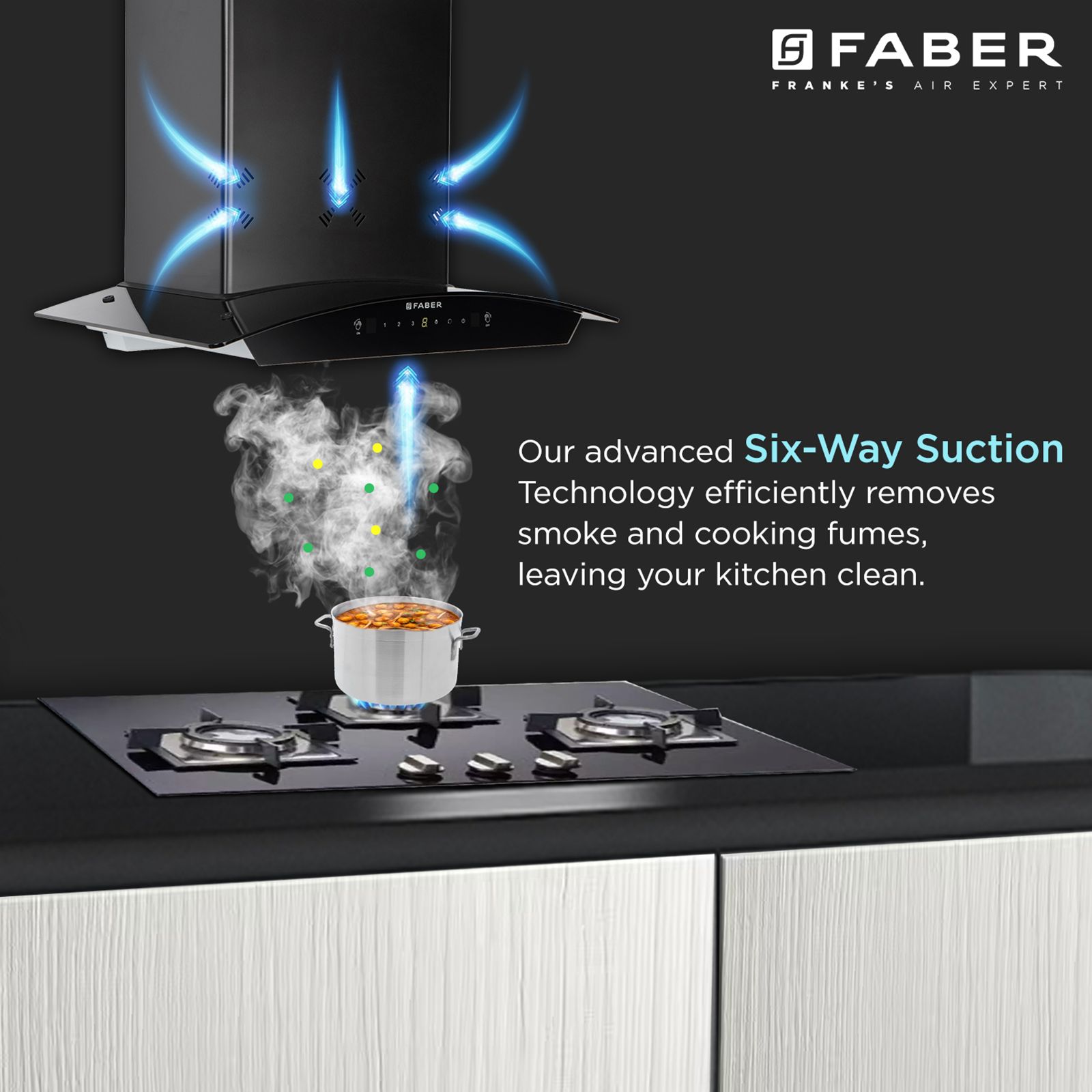 Faber HOOD STELLA 3D IN HC SC FL BK 60 60cm 1400m3/hr Ductless Heat Auto Clean Wall Mounted Chimney with Odour Sensor (Black) Faber HOOD STELLA 3D IN HC SC FL BK 60 60cm 1400m3/hr Ductless Heat Auto Clean Wall Mounted Chimney with Odour Sensor (Black)_9