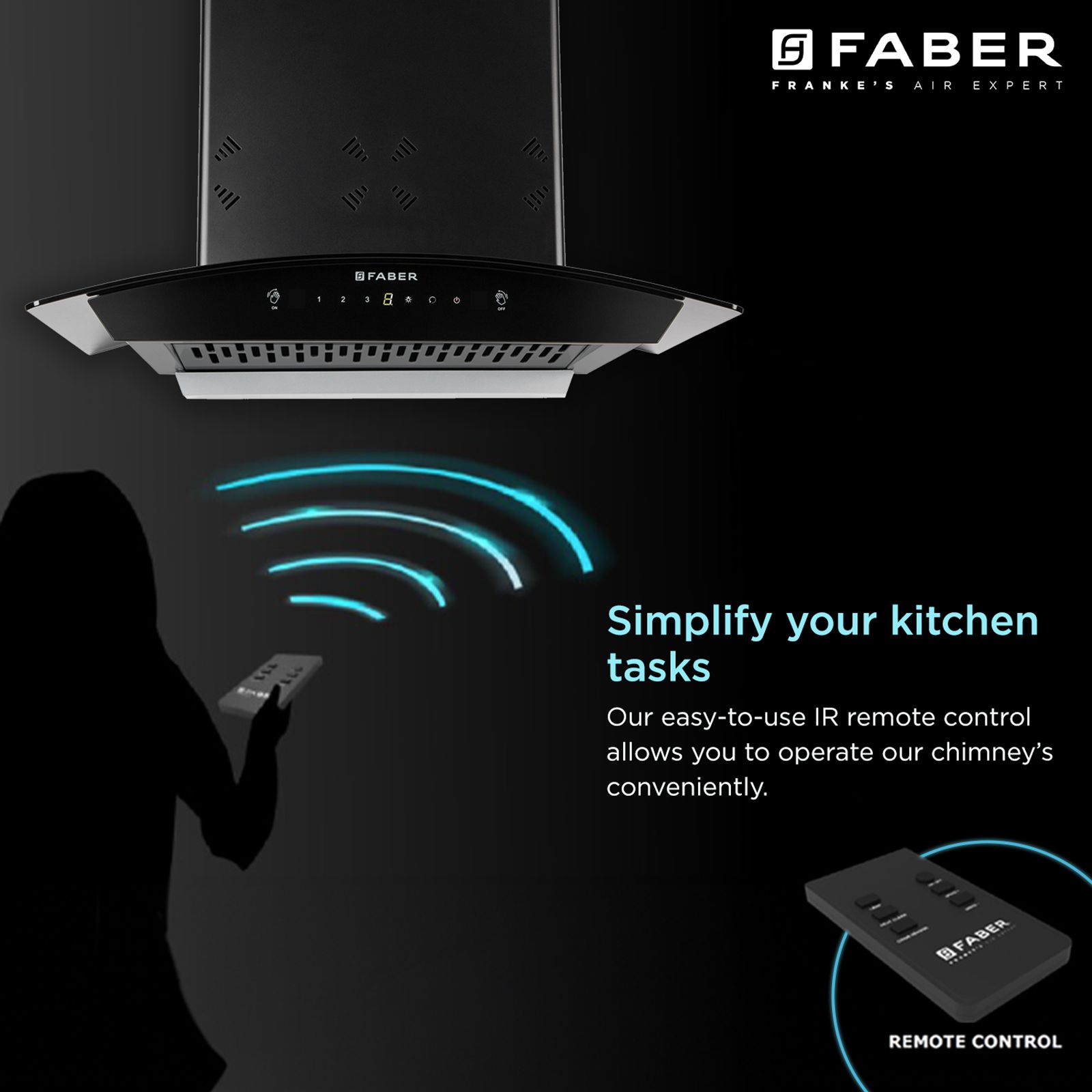 Faber HOOD STELLA 3D IN HC SC FL BK 60 60cm 1400m3/hr Ductless Heat Auto Clean Wall Mounted Chimney with Odour Sensor (Black) Faber HOOD STELLA 3D IN HC SC FL BK 60 60cm 1400m3/hr Ductless Heat Auto Clean Wall Mounted Chimney with Odour Sensor (Black)_10