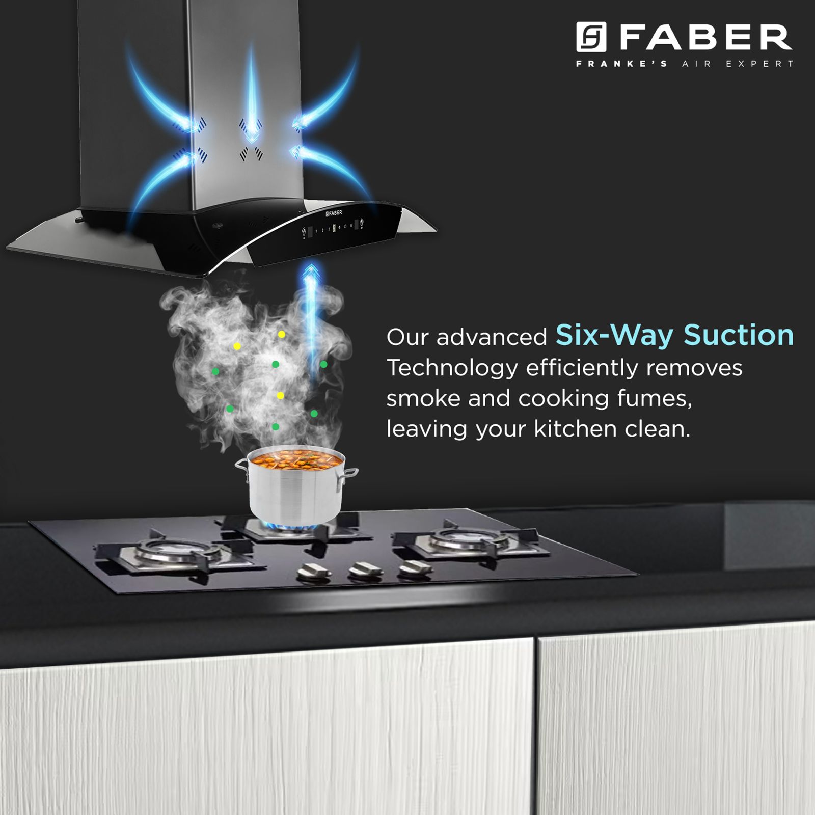 Faber HOOD STELLA 3D IN HC SC FL BK 75 75cm 1400m3/hr Ductless Heat Auto Clean Wall Mounted Chimney with Odour Sensor (Black) Faber HOOD STELLA 3D IN HC SC FL BK 75 75cm 1400m3/hr Ductless Heat Auto Clean Wall Mounted Chimney with Odour Sensor (Black)_9