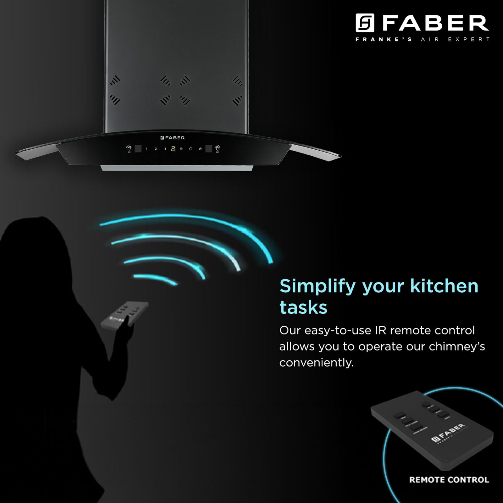 Faber HOOD STELLA 3D IN HC SC FL BK 75 75cm 1400m3/hr Ductless Heat Auto Clean Wall Mounted Chimney with Odour Sensor (Black) Faber HOOD STELLA 3D IN HC SC FL BK 75 75cm 1400m3/hr Ductless Heat Auto Clean Wall Mounted Chimney with Odour Sensor (Black)_10