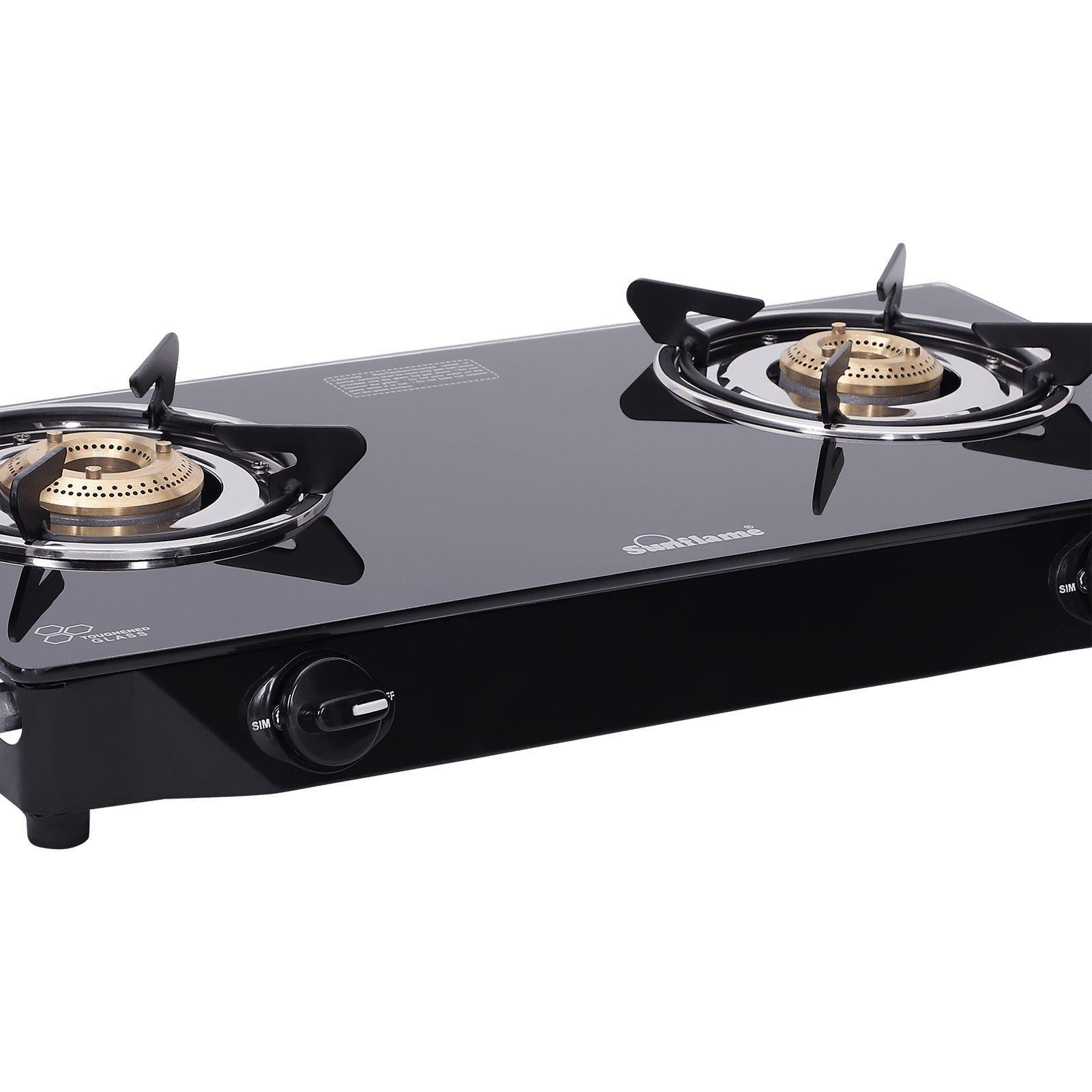 Sunflame Venza Toughened Glass Top 2 Burner Manual Gas Stove (Removable Drip Tray, Black)_6