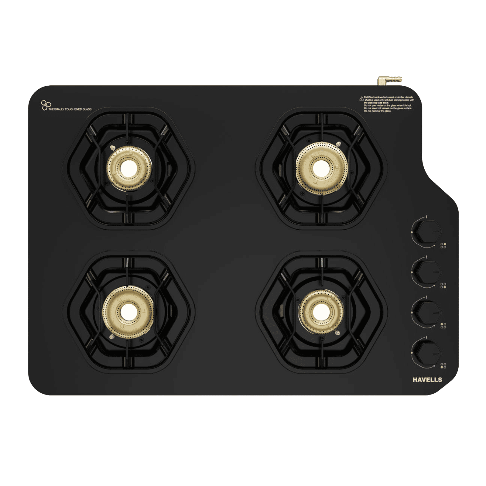 Havells Hexa Toughened Glass Top 4 Burner Automatic Gas Stove (Jointless Pan Support, Black) Havells Hexa Toughened Glass Top 4 Burner Automatic Gas Stove (Jointless Pan Support, Black)_6