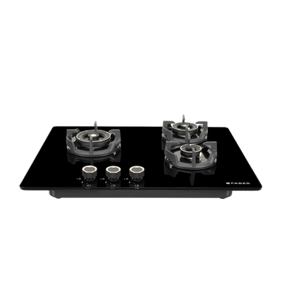 Faber Experia HT703 BR AL AI IN Toughened Glass Top 3 Burner Automatic Hob (Spill-Proof Design, Black)