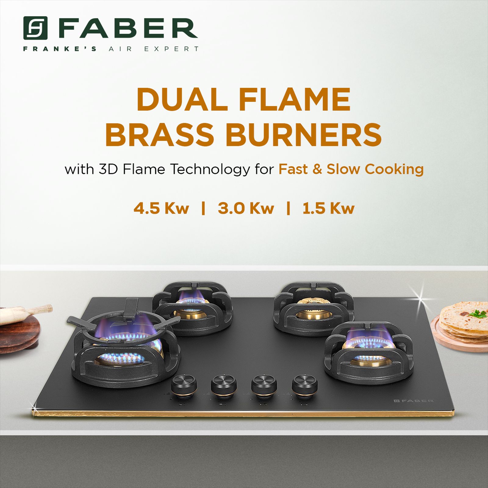 Faber Verona IND HD784 CI FFD AI Glass Top 4 Burner Automatic Hob (3D Flame Technology, Matt Black & Gold)_16