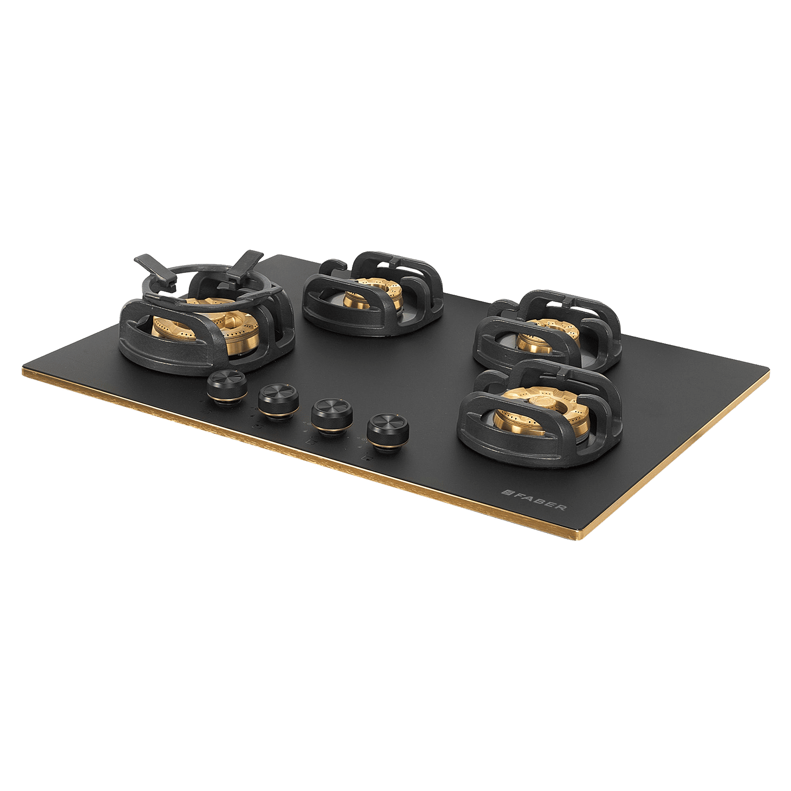 Faber Verona IND HD784 CI FFD AI Glass Top 4 Burner Automatic Hob (3D Flame Technology, Matt Black & Gold)_5