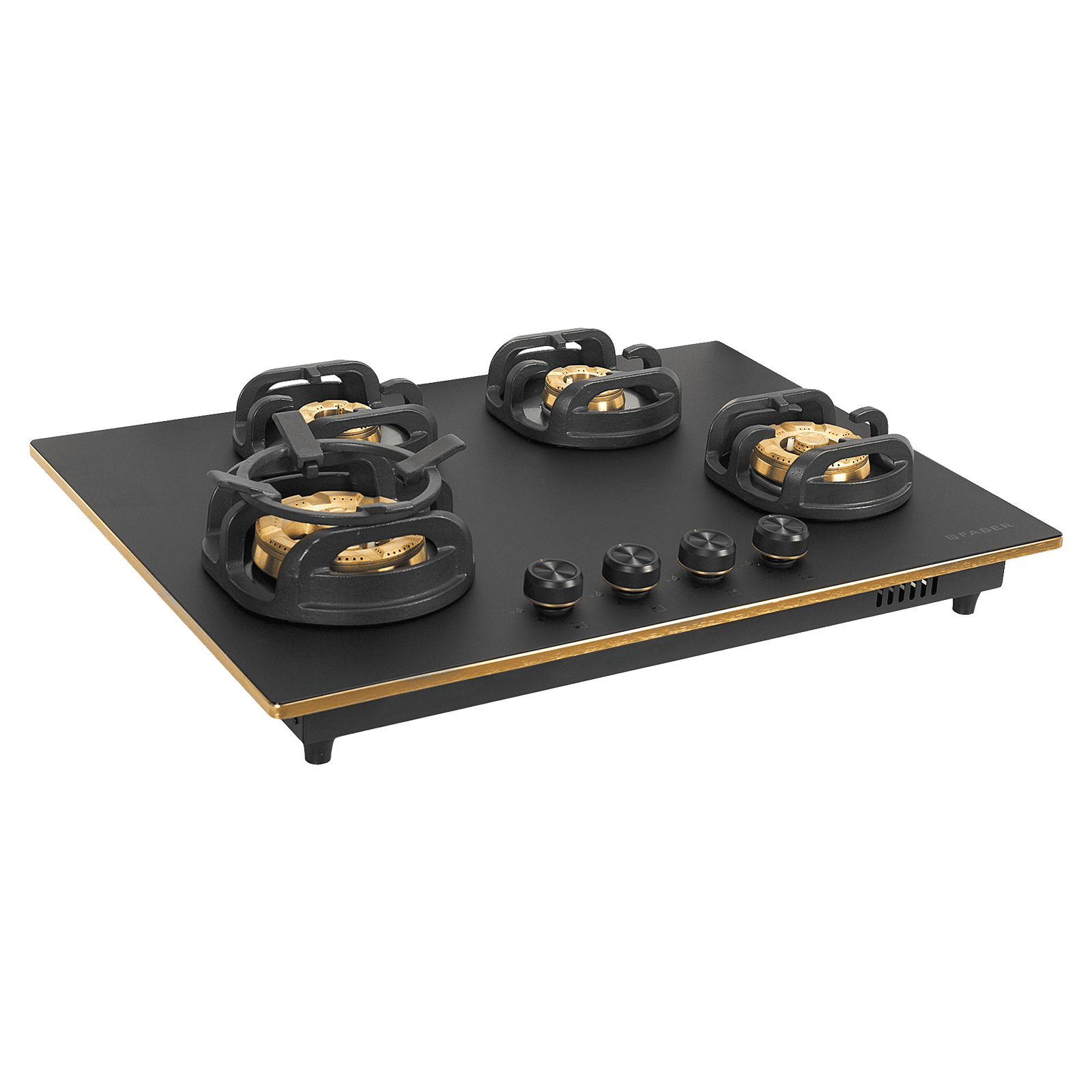 Faber Verona IND HD784 CI FFD AI Glass Top 4 Burner Automatic Hob (3D Flame Technology, Matt Black & Gold)_6