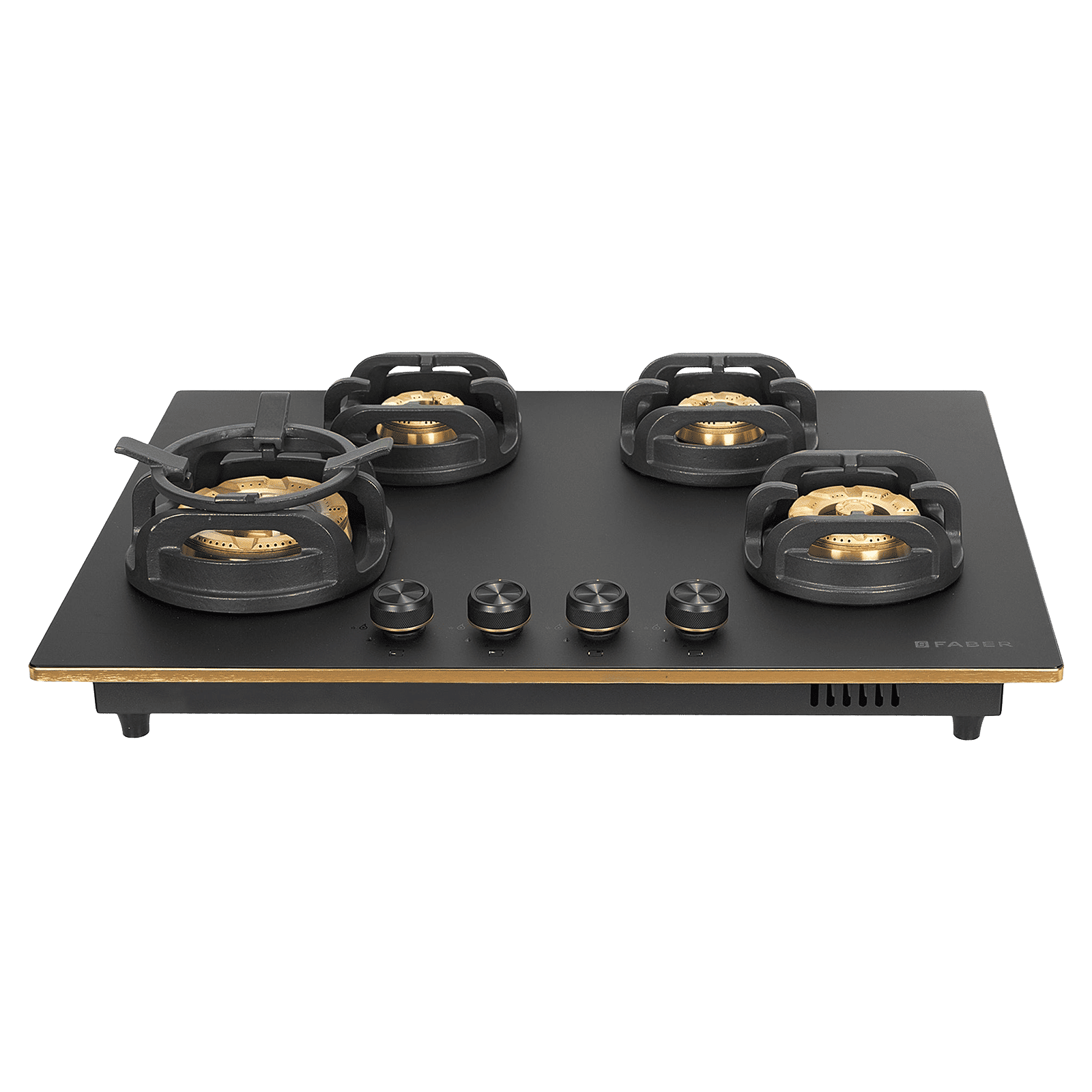 Faber Verona IND HD784 CI FFD AI Glass Top 4 Burner Automatic Hob (3D Flame Technology, Matt Black & Gold)_7