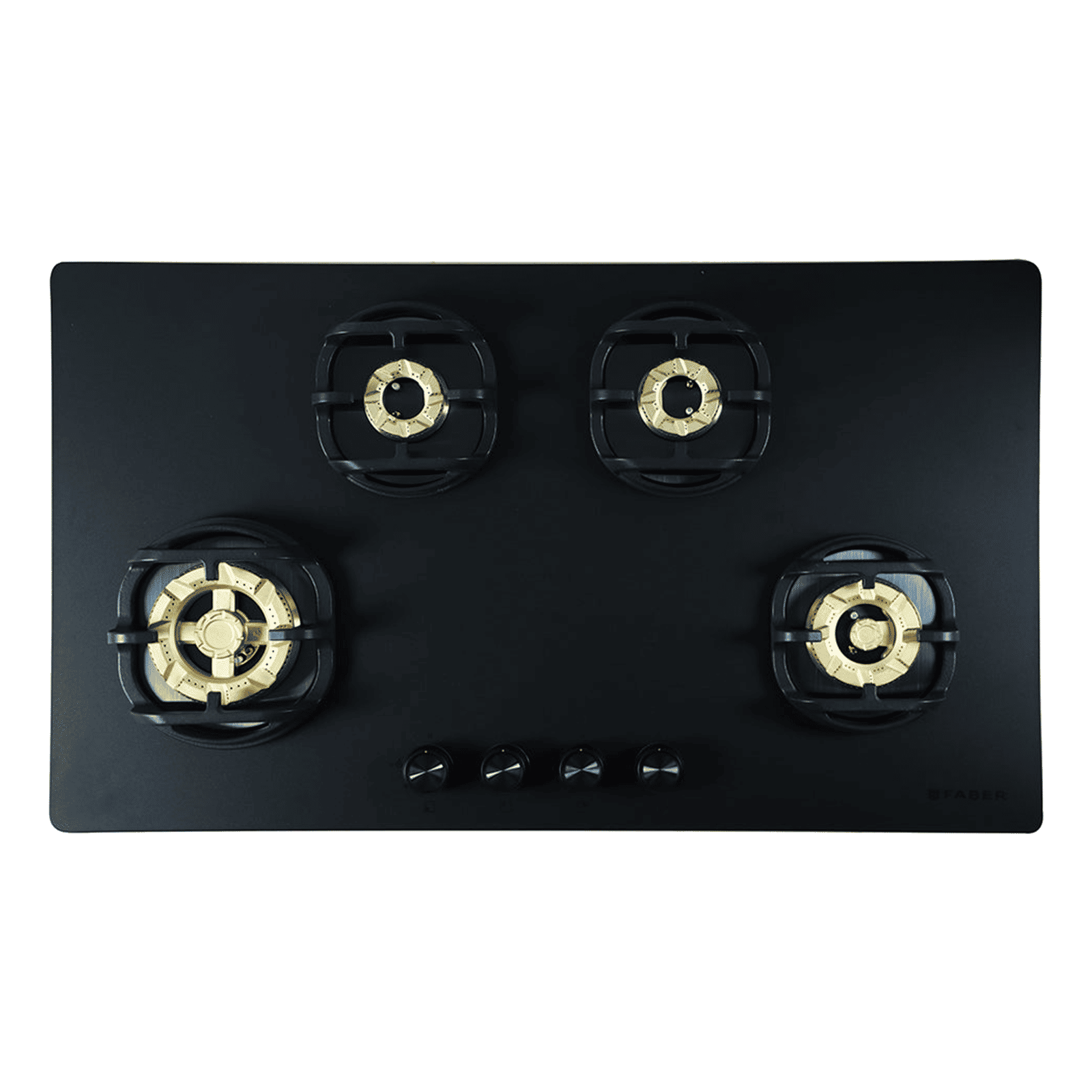 Faber Verona HD904 CI FFD AI Glass Top 4 Burner Automatic Hob (3D Flame Technology, Matt Black & Gold)_1