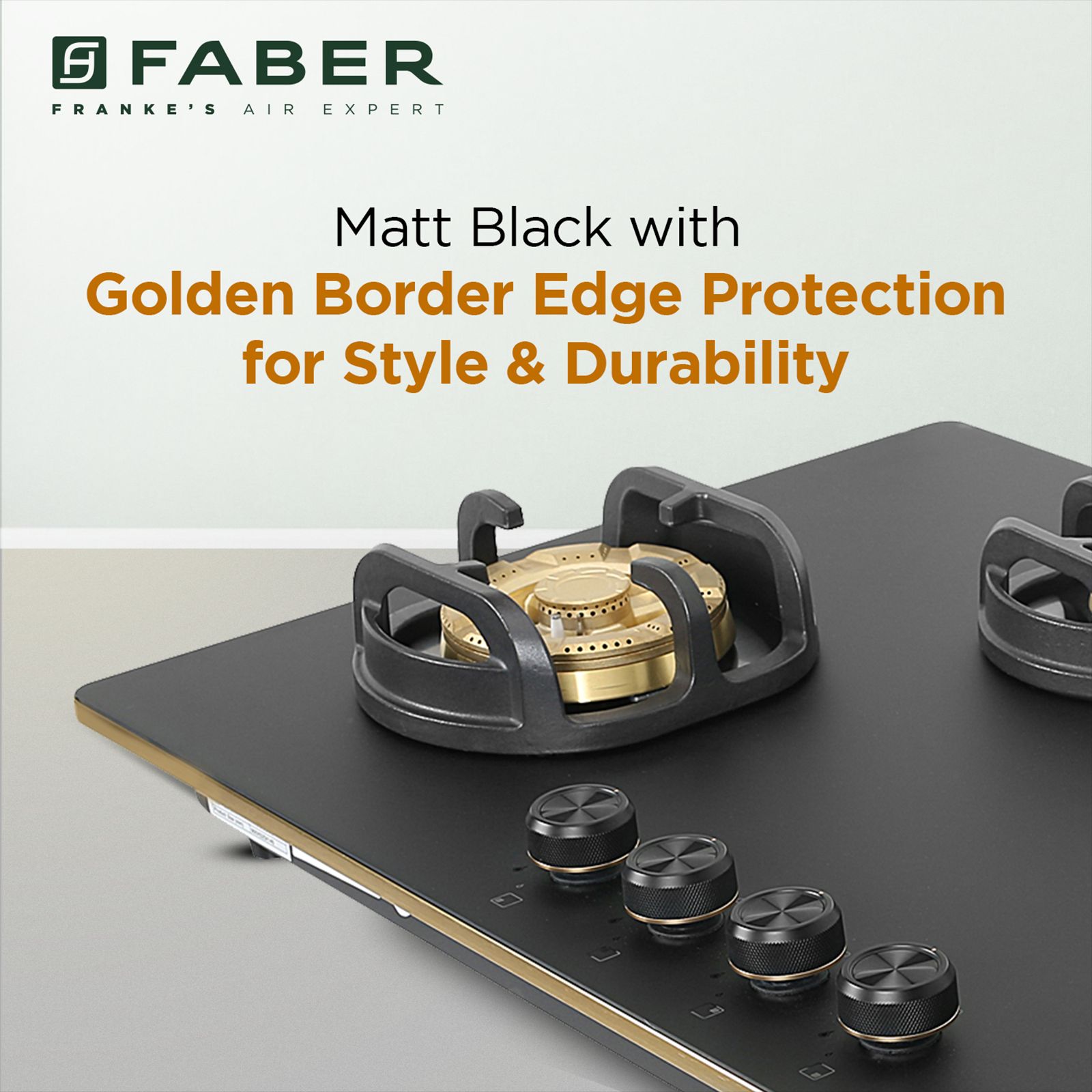 Faber Verona HD904 CI FFD AI Glass Top 4 Burner Automatic Hob (3D Flame Technology, Matt Black & Gold)_9
