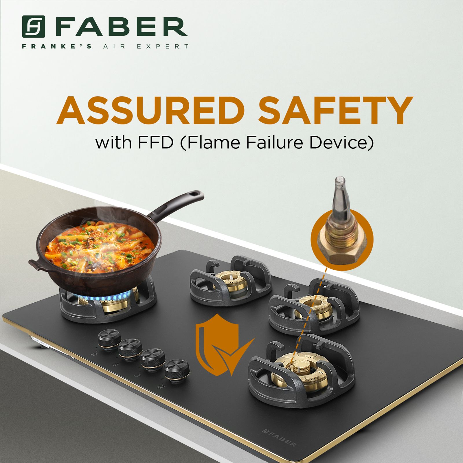 Faber Verona HD904 CI FFD AI Glass Top 4 Burner Automatic Hob (3D Flame Technology, Matt Black & Gold)_10