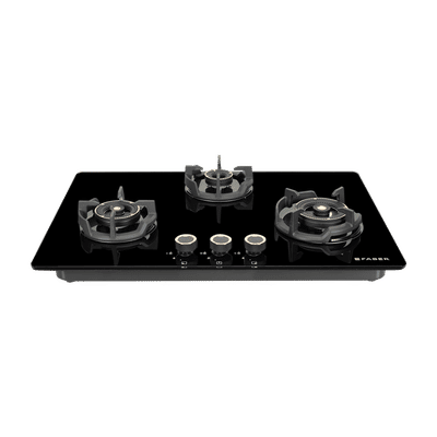 Faber Experia HT753 BR AL AI FFD IN Toughened Glass Top 3 Burner Automatic Hob (Spill-Proof Design, Black)