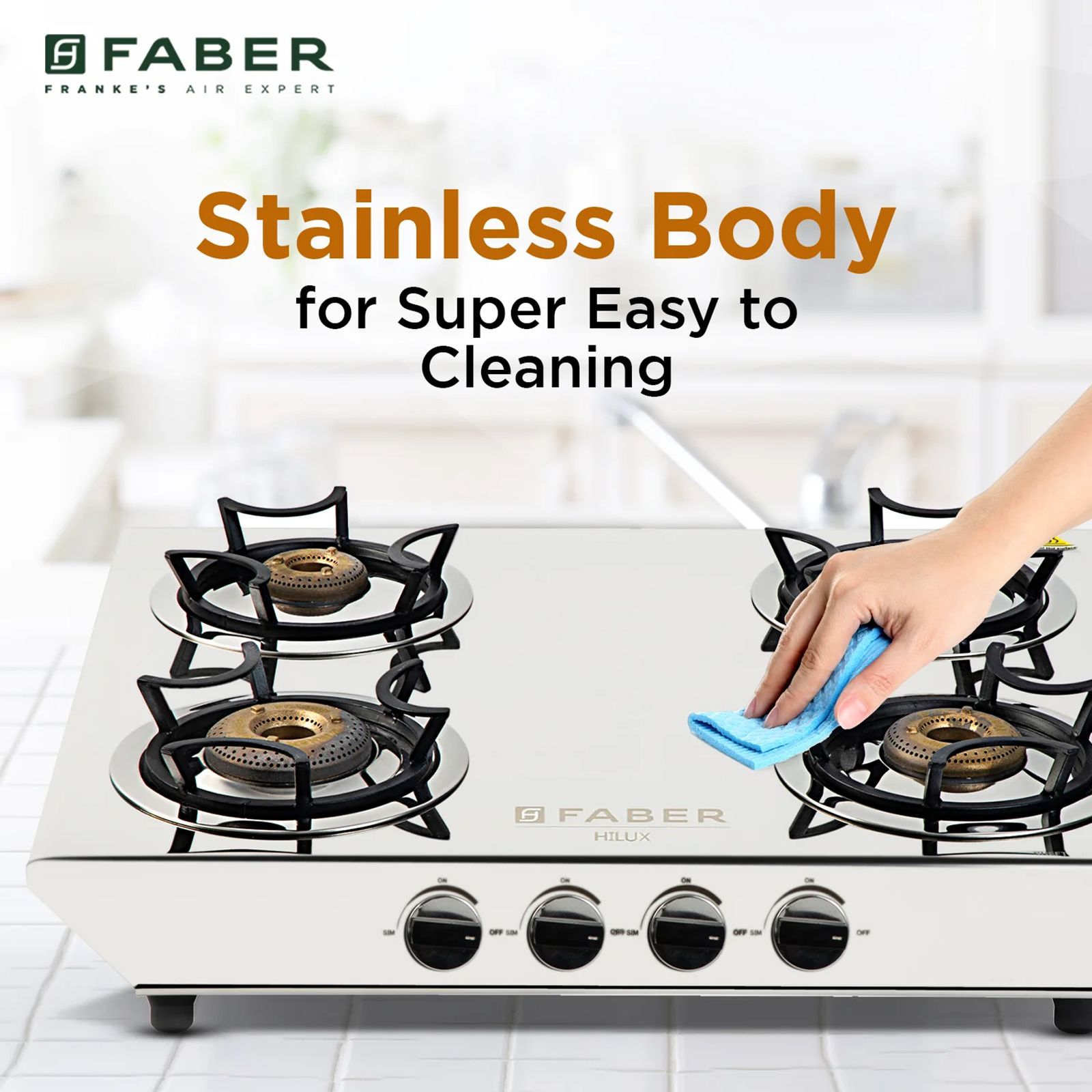 Faber Hilux Max DX 4BB SS 4 Burner Manual Hob (360 Degree Revolving Nozzle, Silver)_13