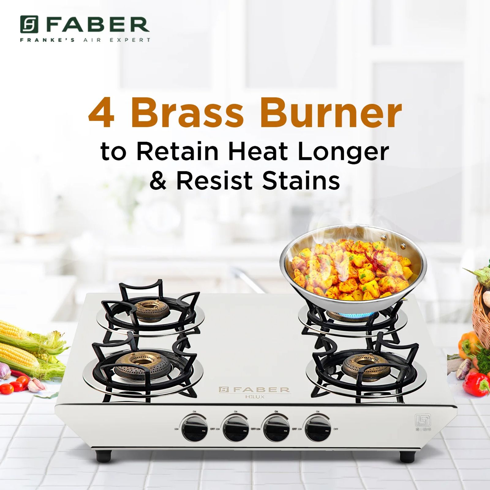 Faber Hilux Max DX 4BB SS 4 Burner Manual Hob (360 Degree Revolving Nozzle, Silver)_14